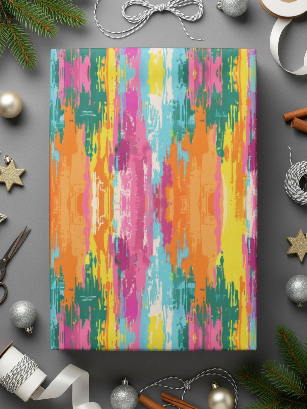 Colorful Abstract Brush Strokes Design Wrapping Paper