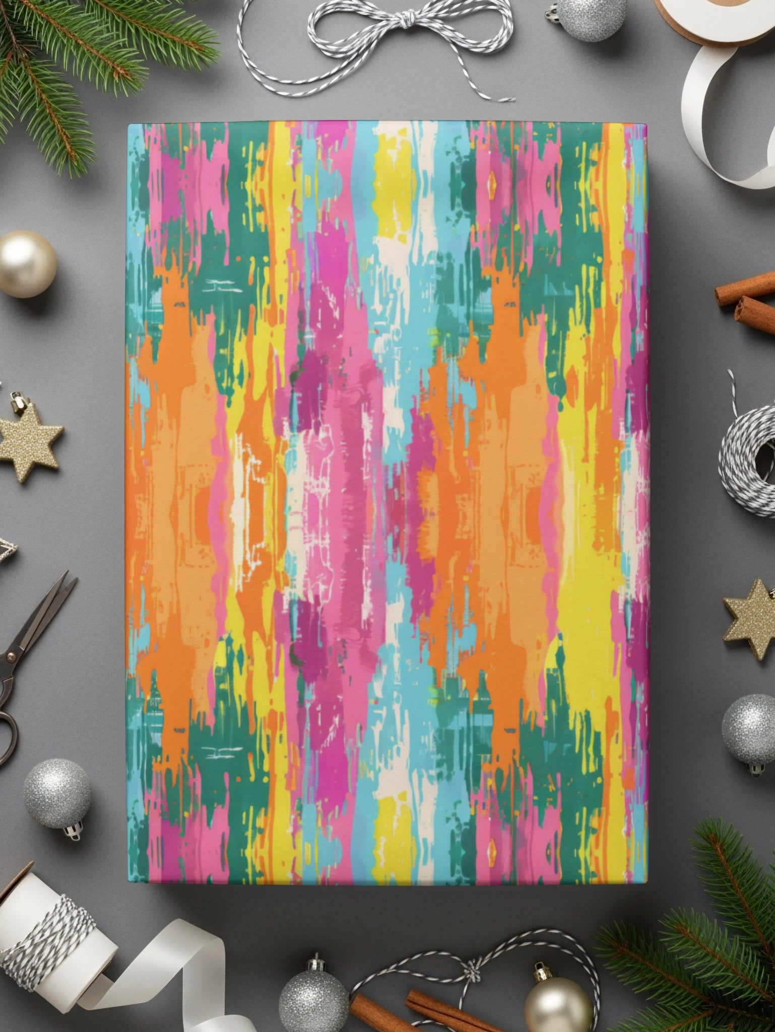 Colorful Abstract Brush Strokes Design Wrapping Paper