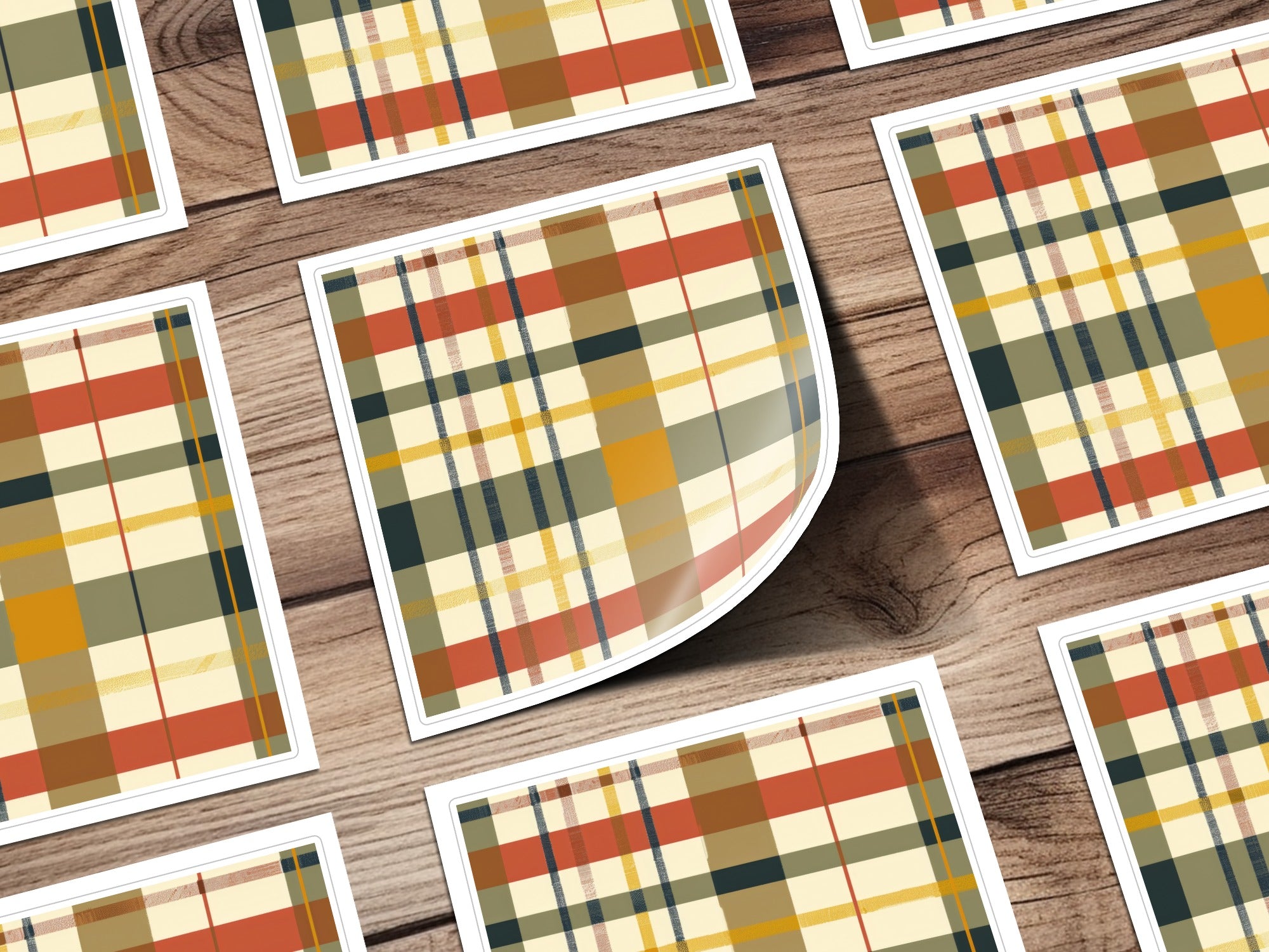 Colorful Plaid Pattern Design on Sticker Sheets