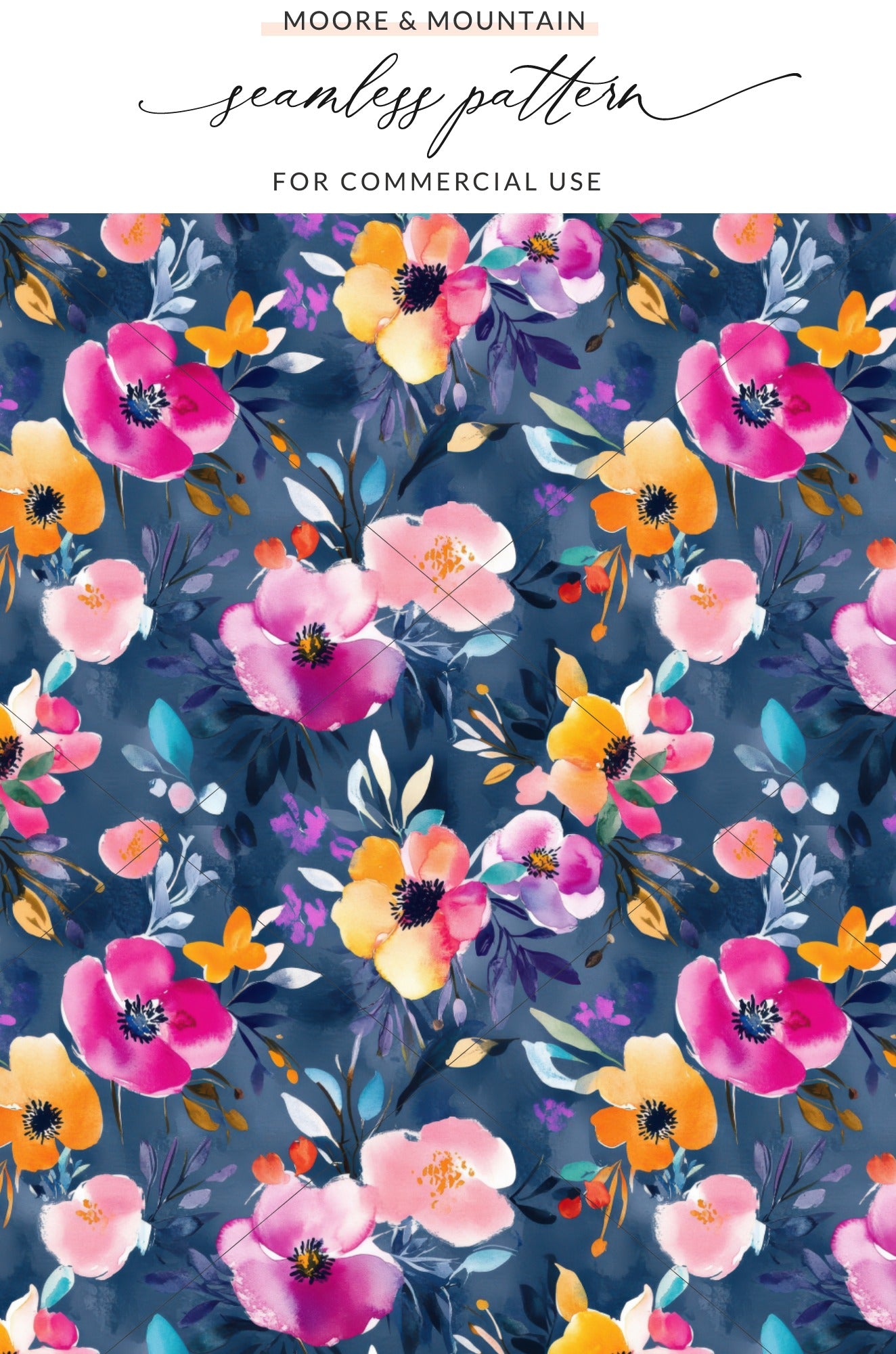 Vibrant Floral Seamless Pattern for Commercial Use
