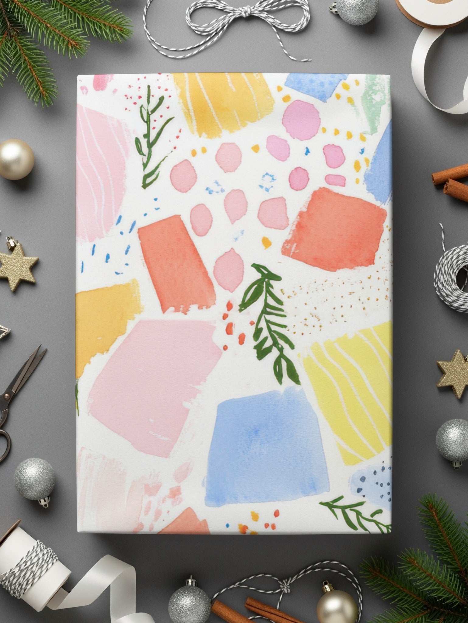 Colorful Abstract Painting with Festive Elements canvas