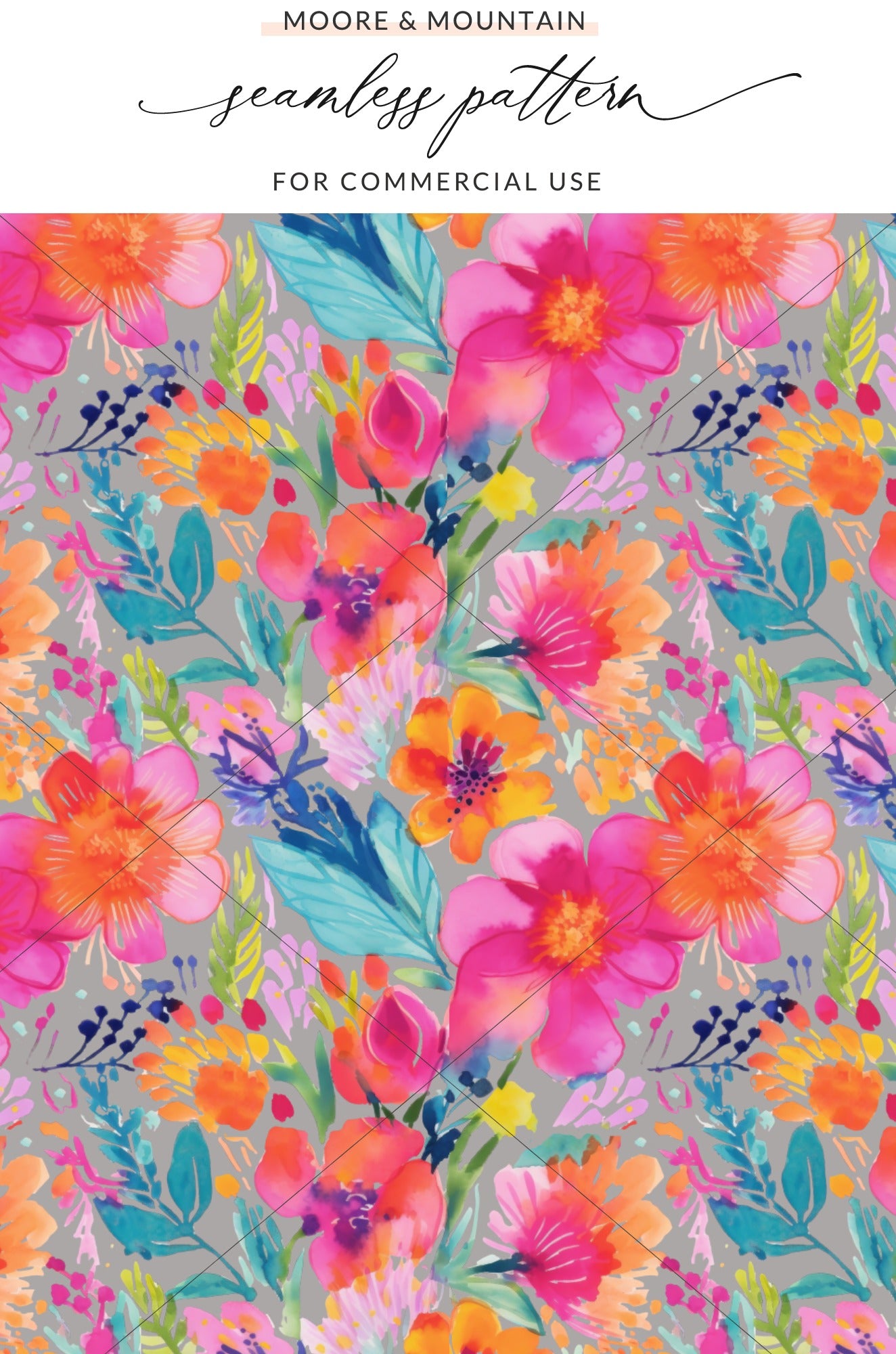 Vibrant Floral Seamless Pattern for Commercial Use