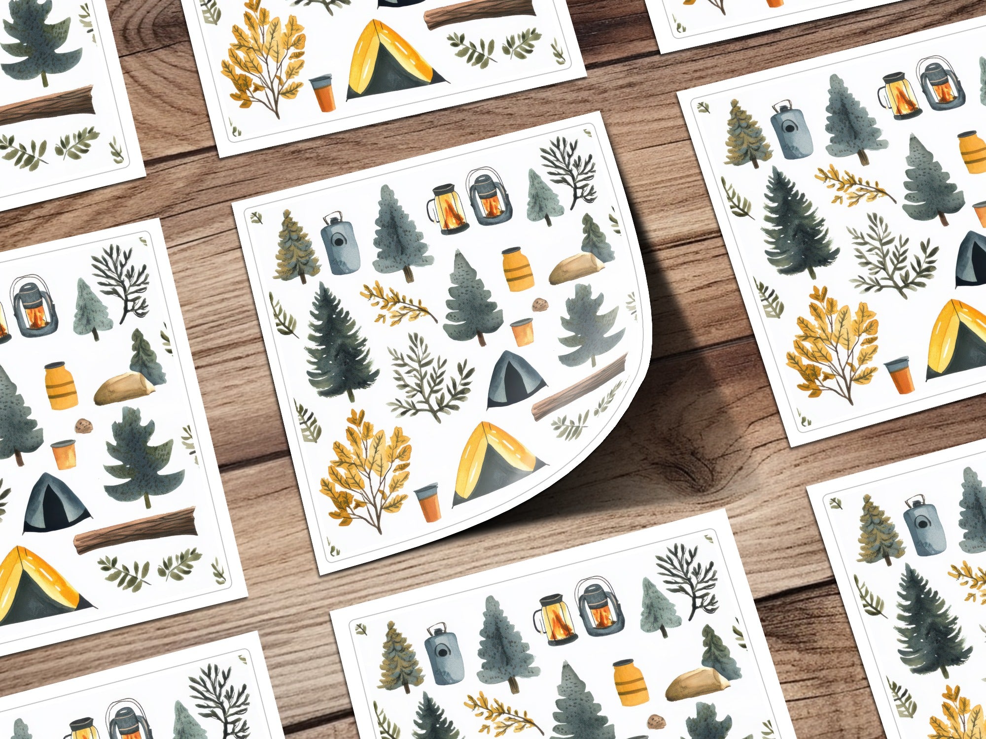 Rustic Camping and Nature Themed Sticker Sheet