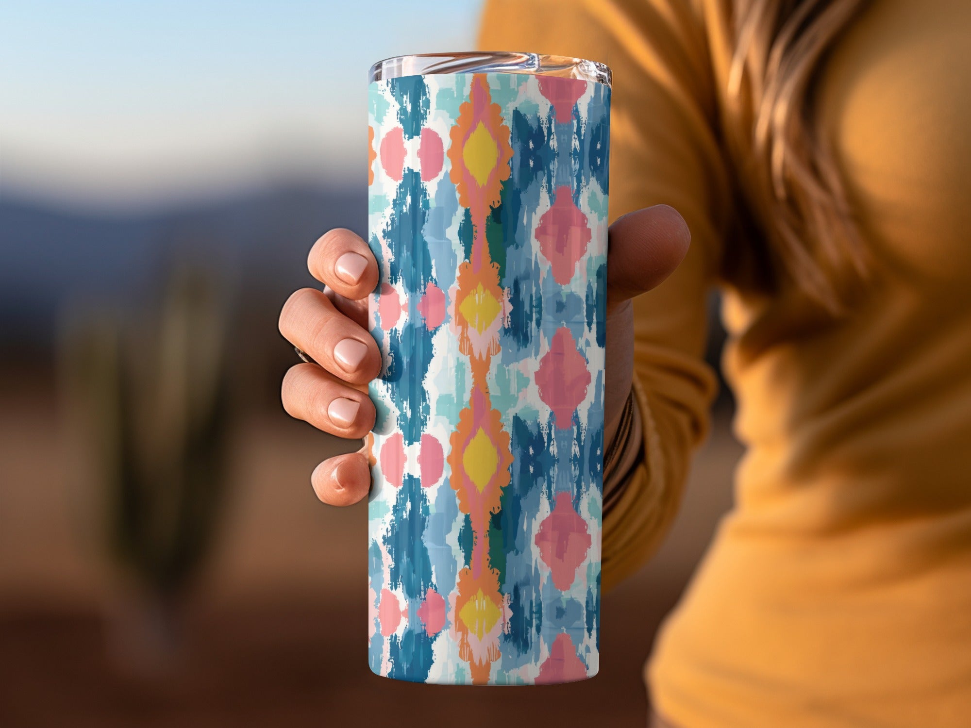 Vibrant Abstract Pattern Travel Tumbler for Beverages