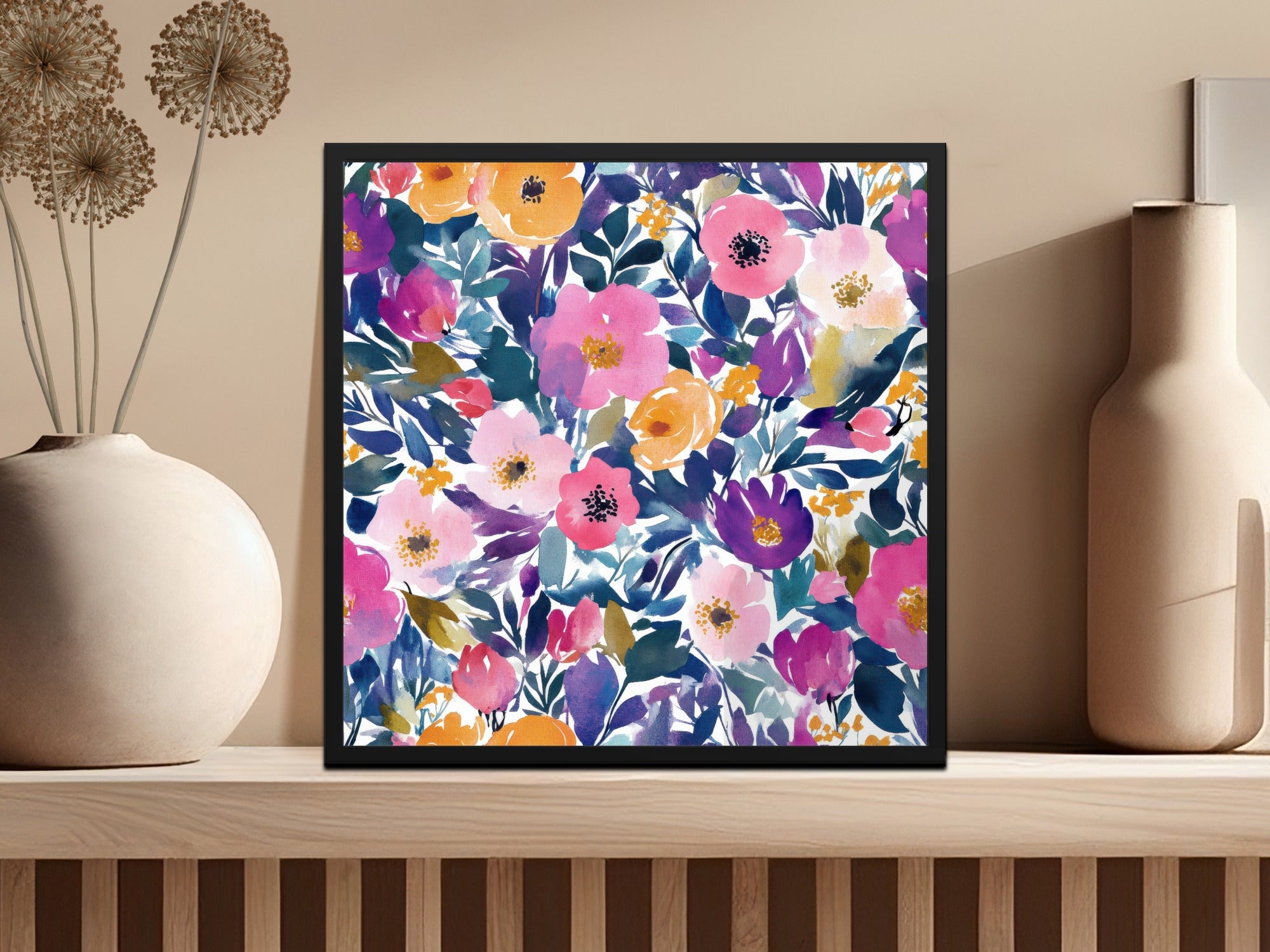 Vibrant Floral Wall Art in Colorful Design Print