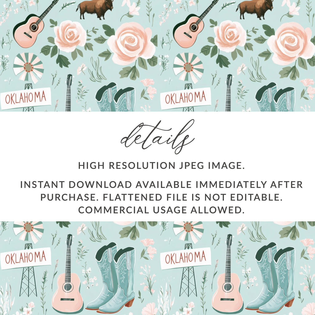 Oklahoma Themed Floral and Musical Elements Image