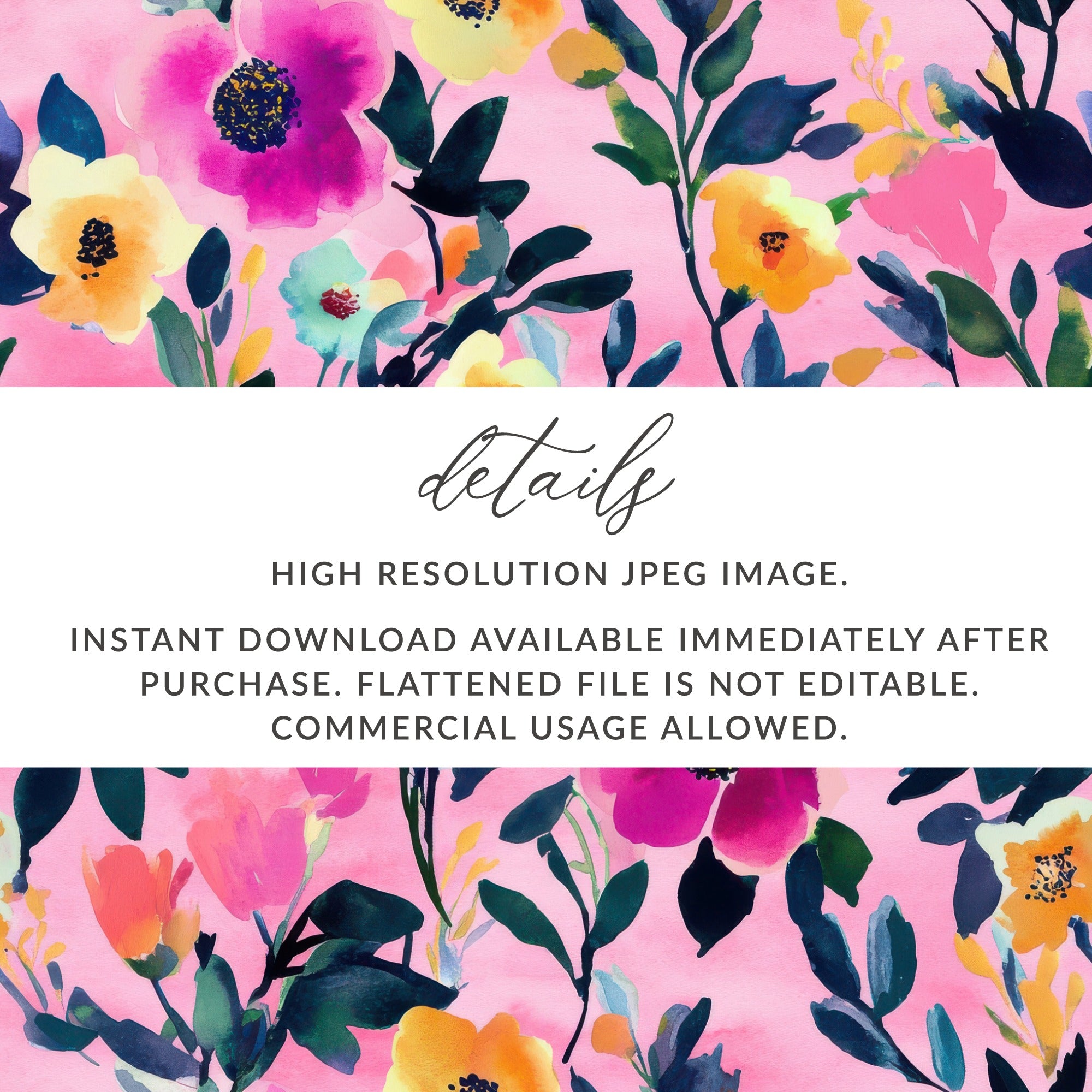 High Resolution Floral Artwork Instant Download Image