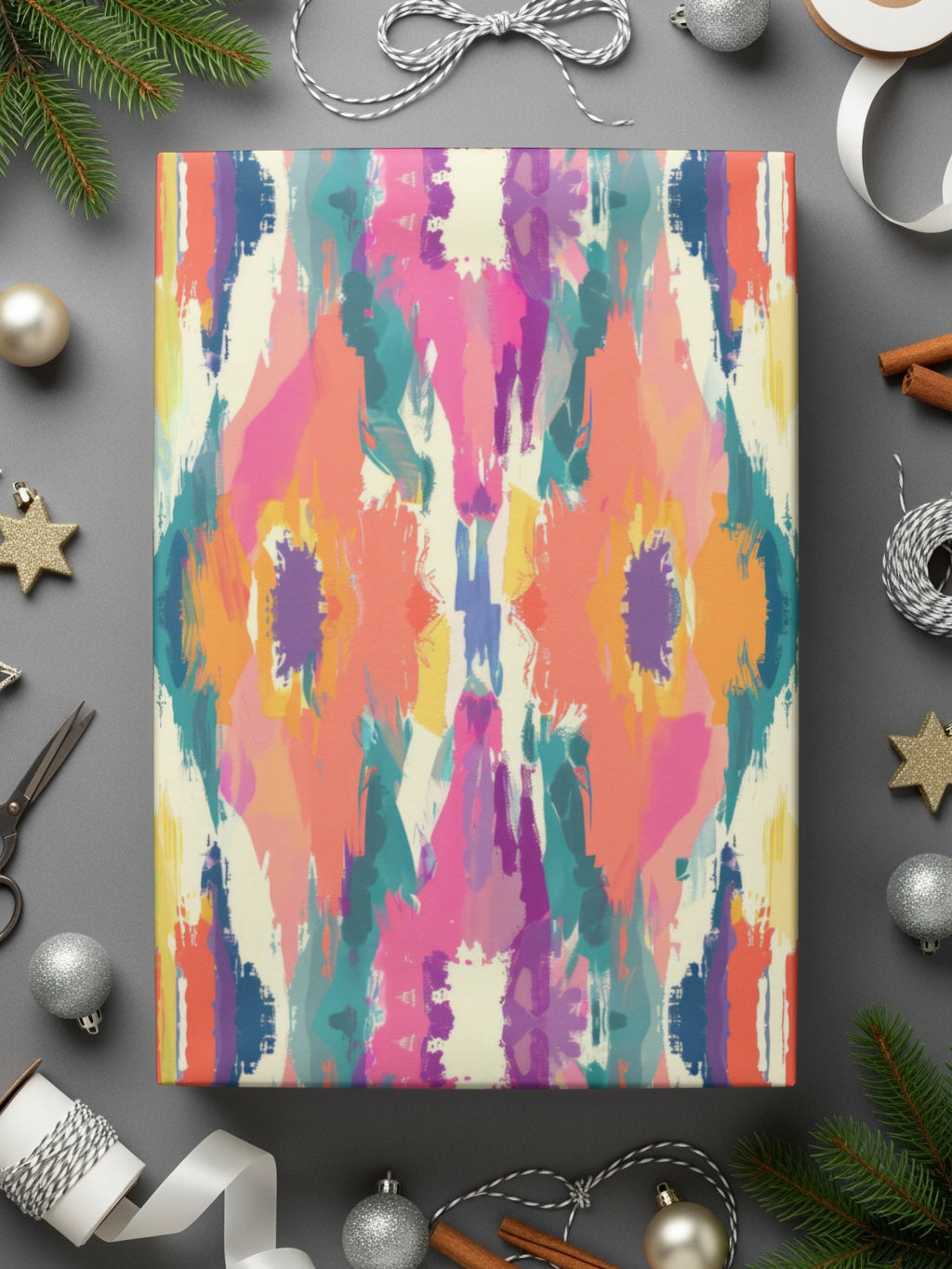 Vibrant Abstract Pattern Gift Wrap for Creative Packaging