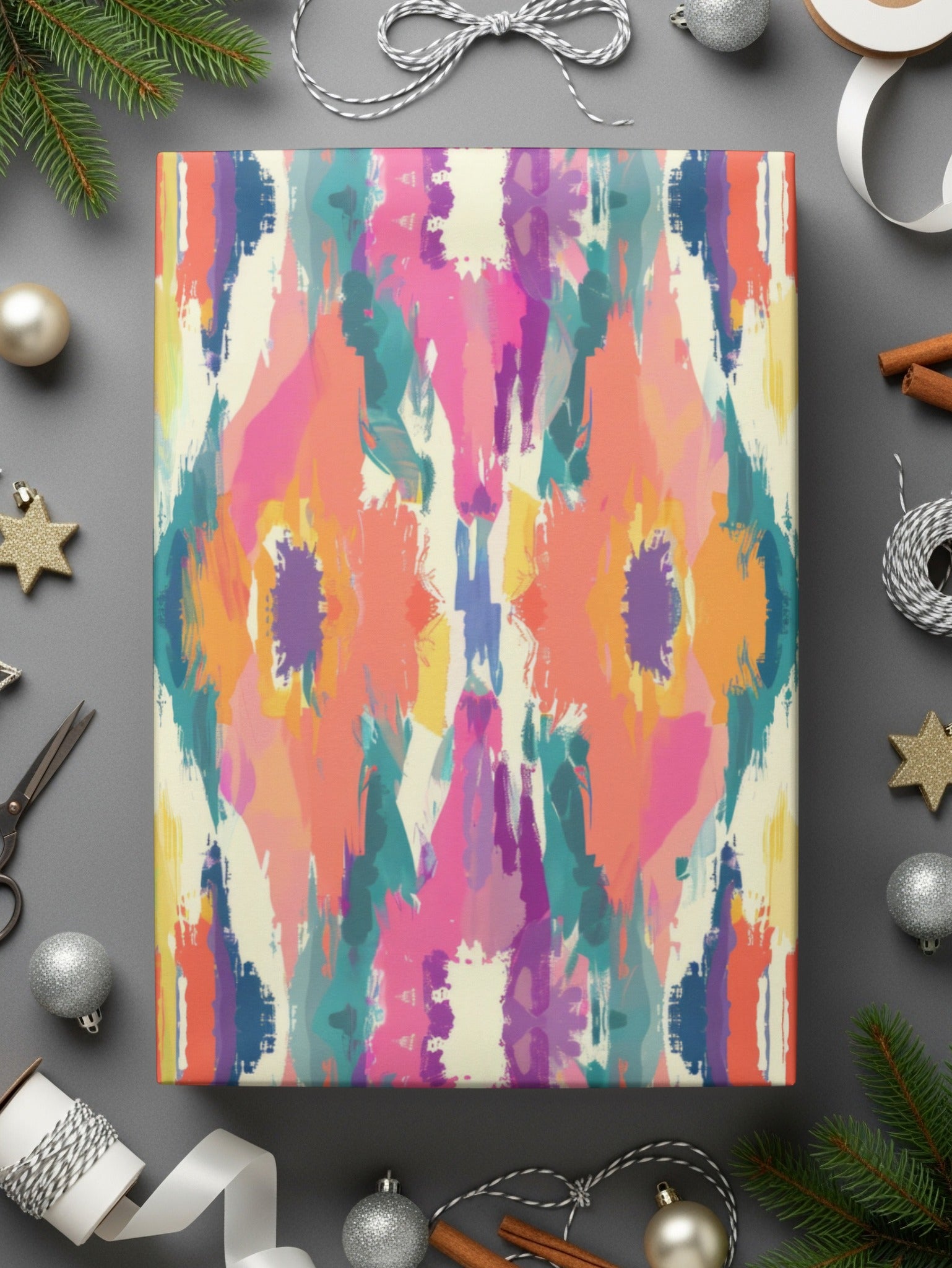 Vibrant Abstract Pattern Gift Wrap for Creative Packaging