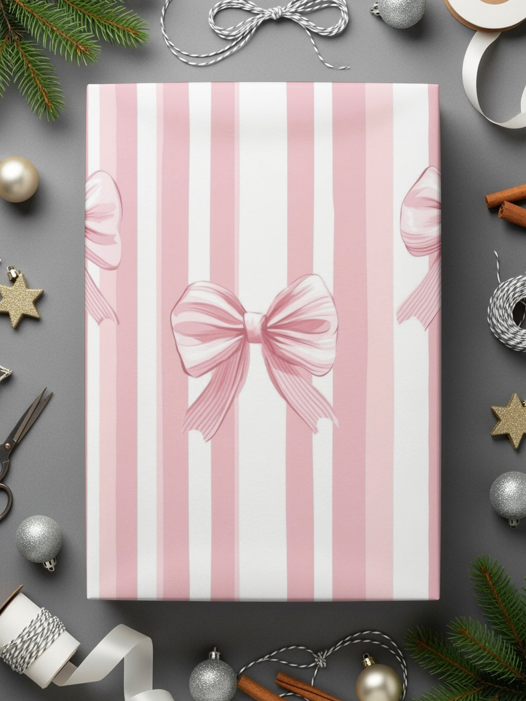 Elegant Pink and White Striped Gift Wrapping Paper