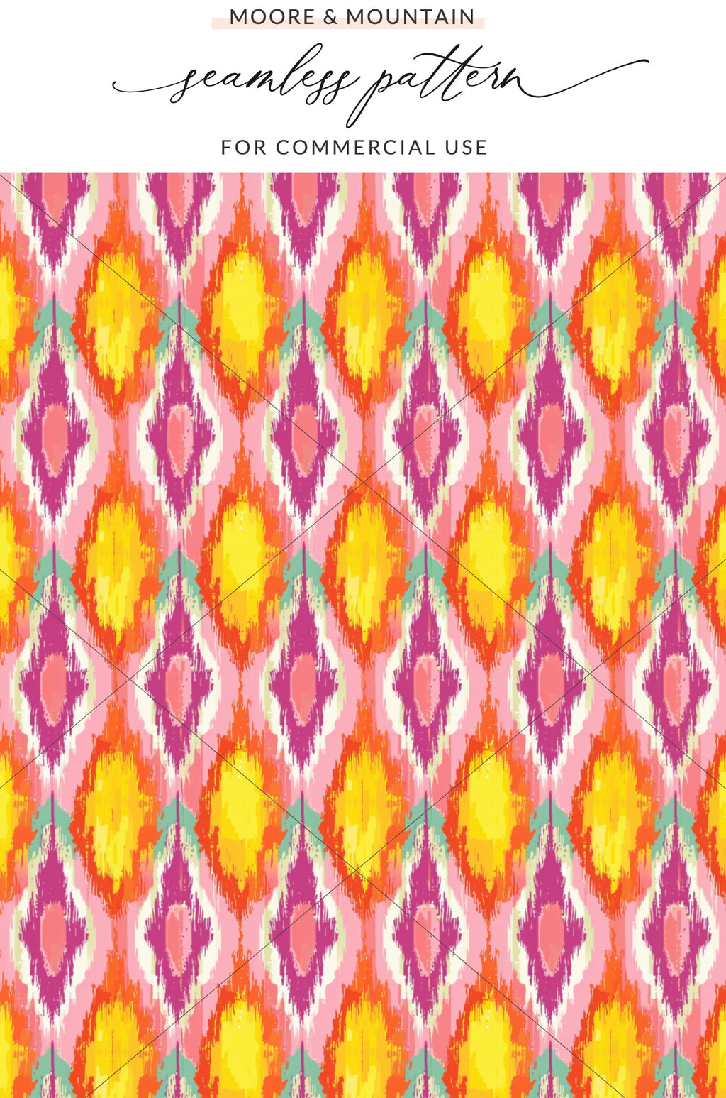 Vivid Ikat Seamless Pattern for Commercial Use Product