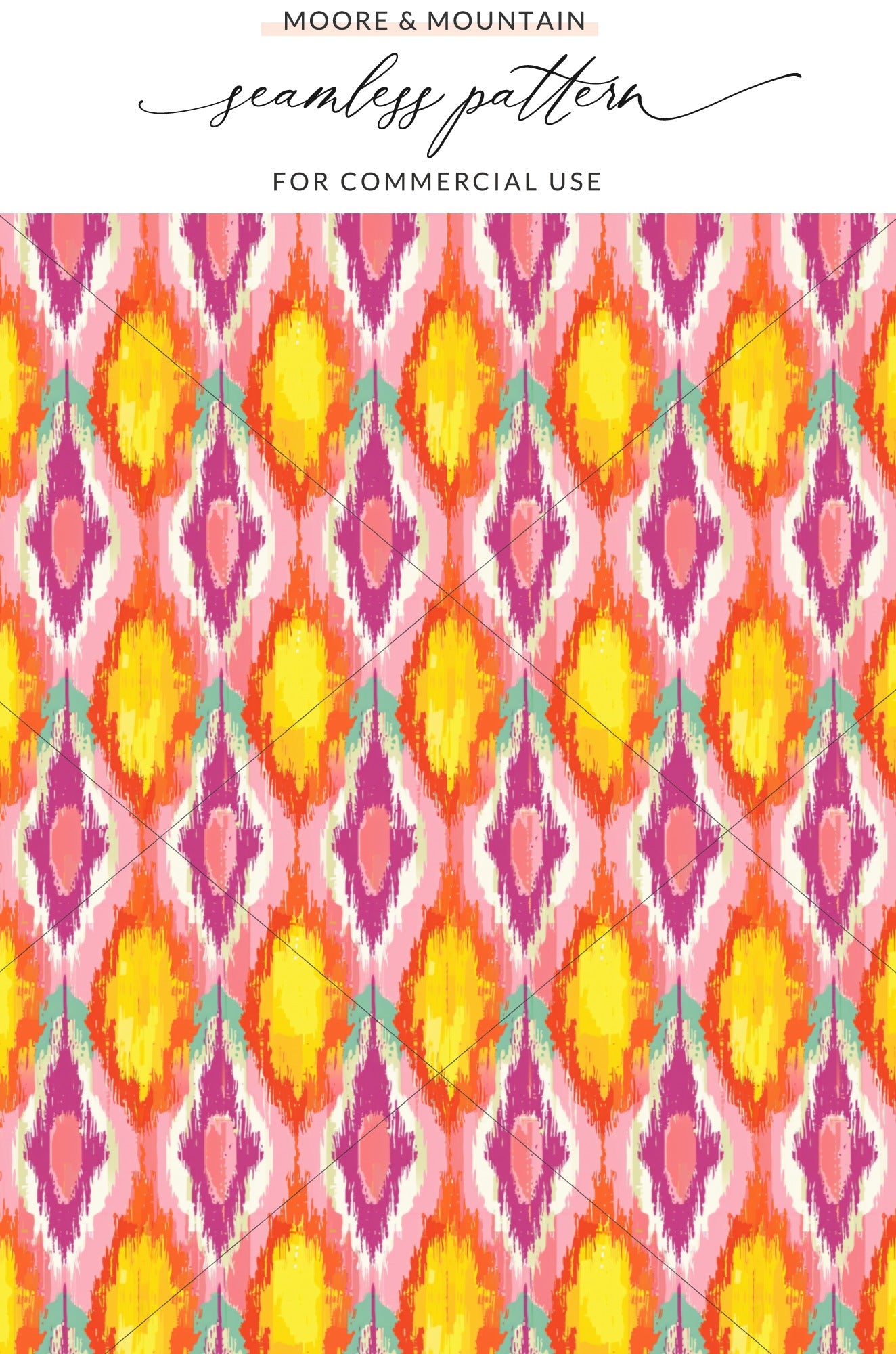 Vivid Ikat Seamless Pattern for Commercial Use Product