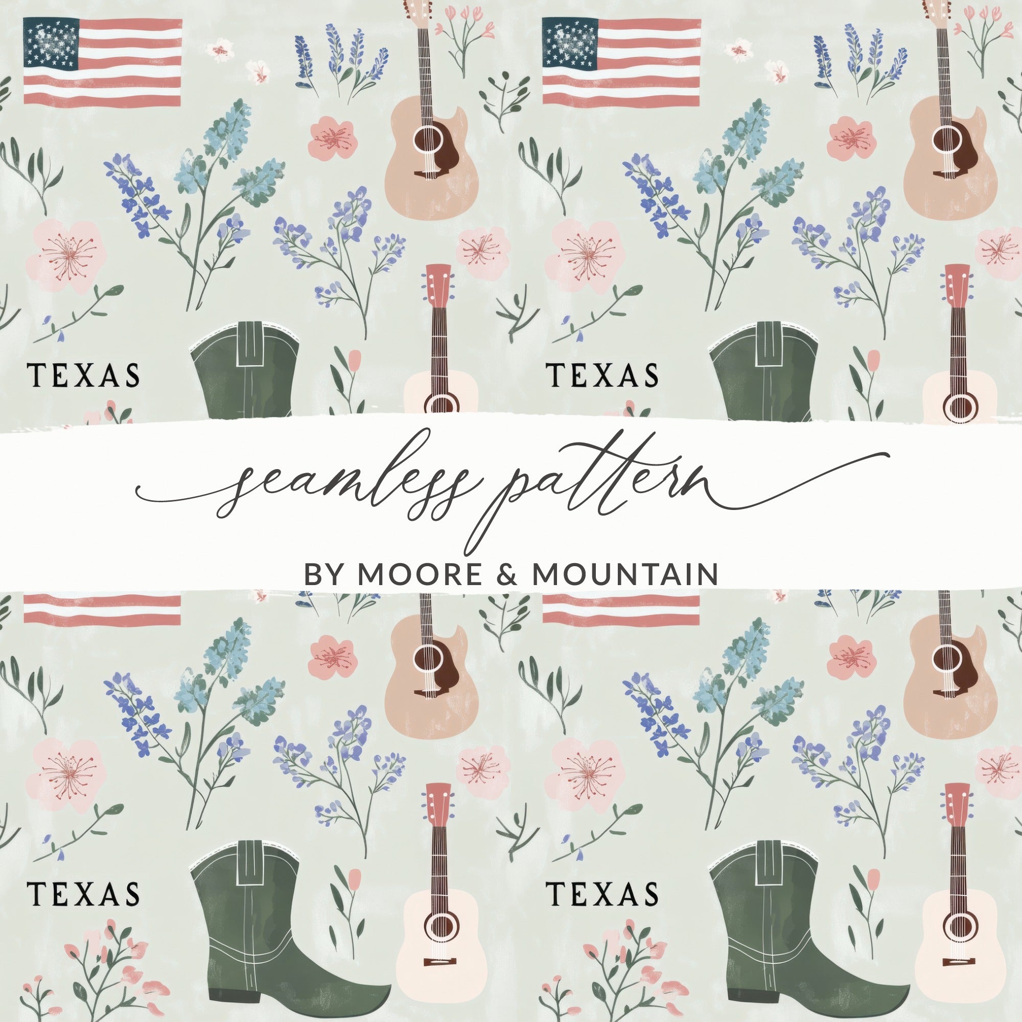 Texas Inspired Seamless Pattern by Moore and Mountain