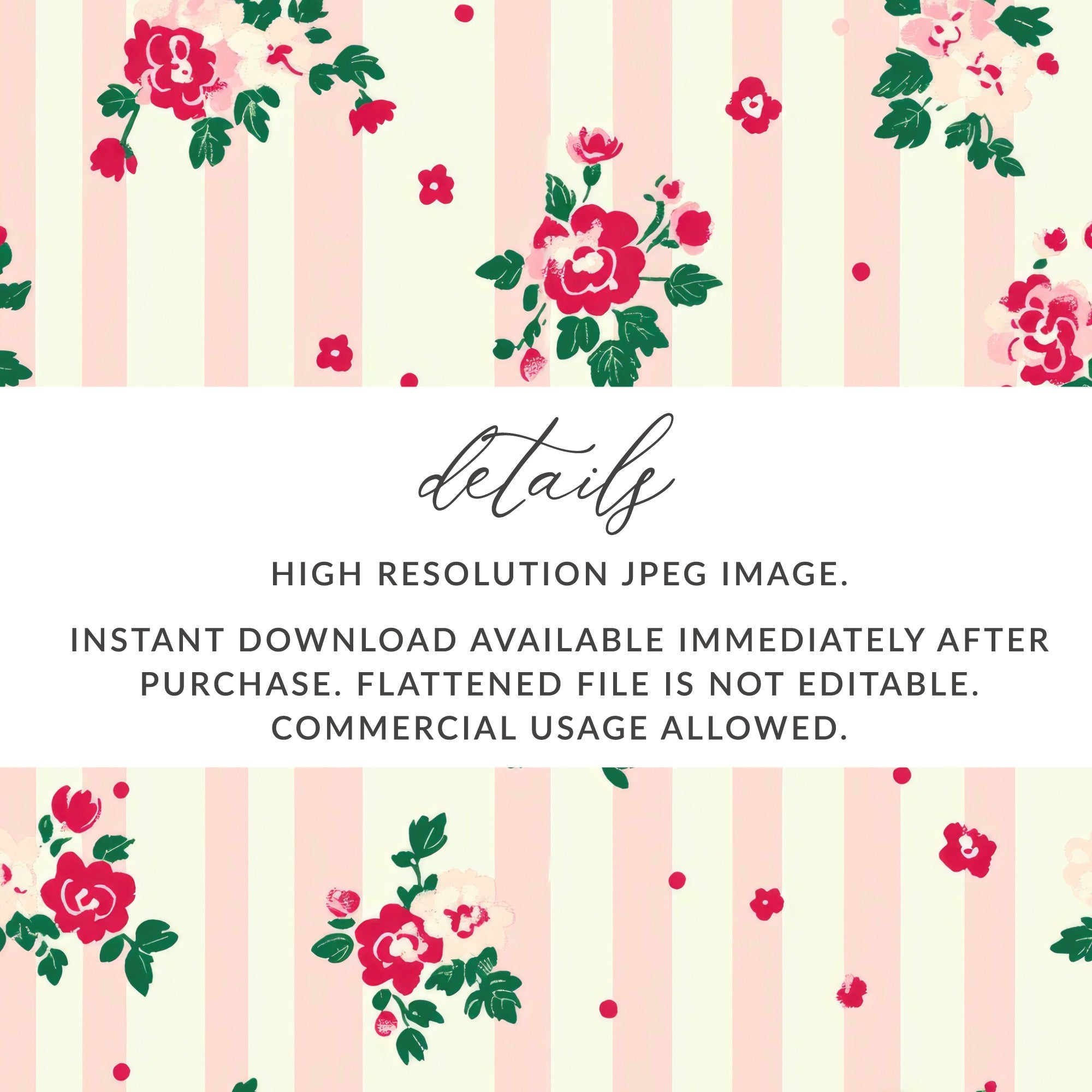 High Resolution Floral Striped Instant Download Image