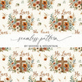 He Lives Cross Floral Seamless Pattern Watercolor product type