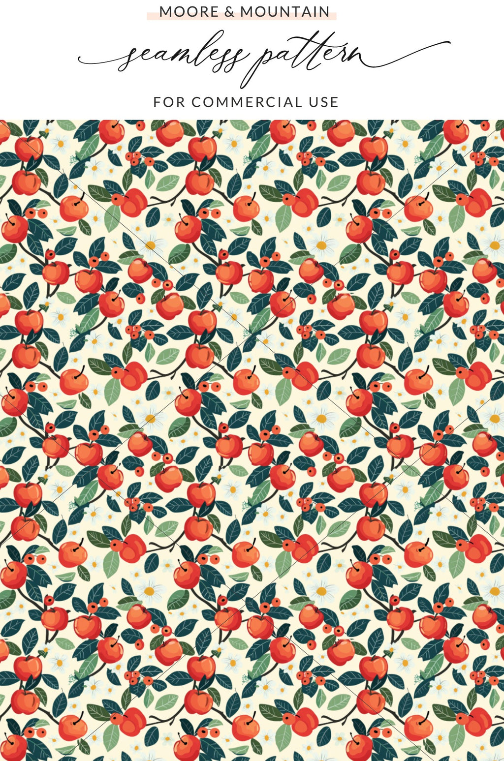 Vibrant Red Fruit and Green Leaves Seamless Pattern