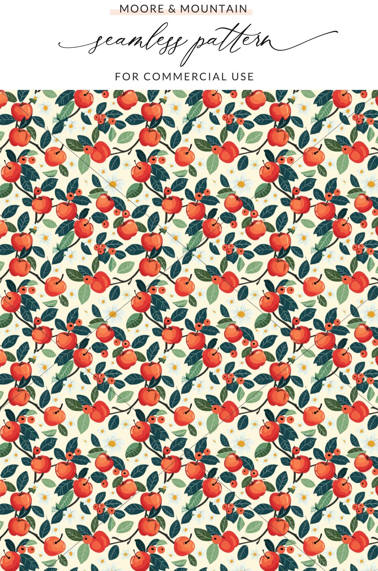 Vibrant Red Fruit and Green Leaves Seamless Pattern