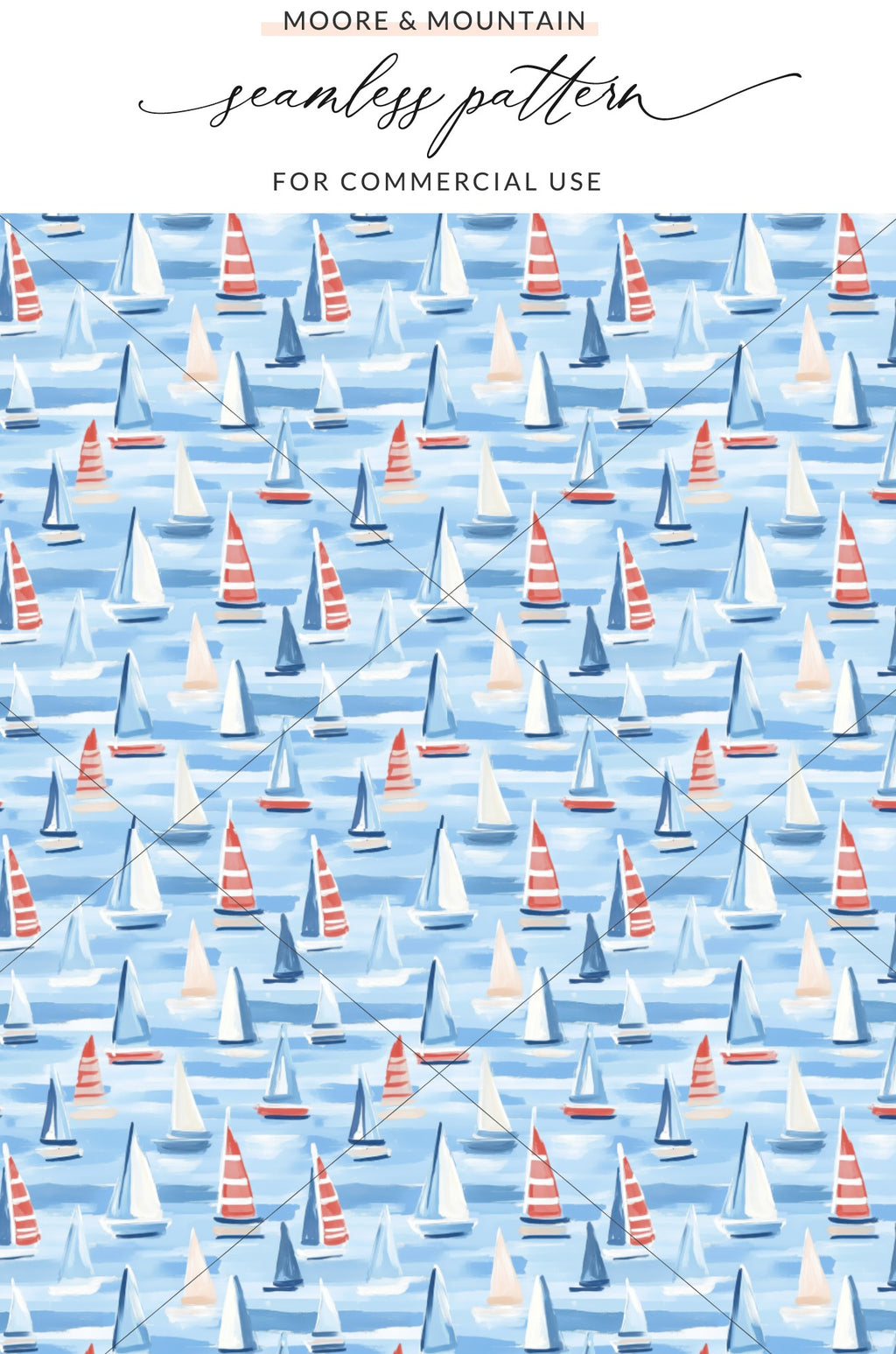 Nautical Sailing Boats Seamless Pattern for Commercial Use