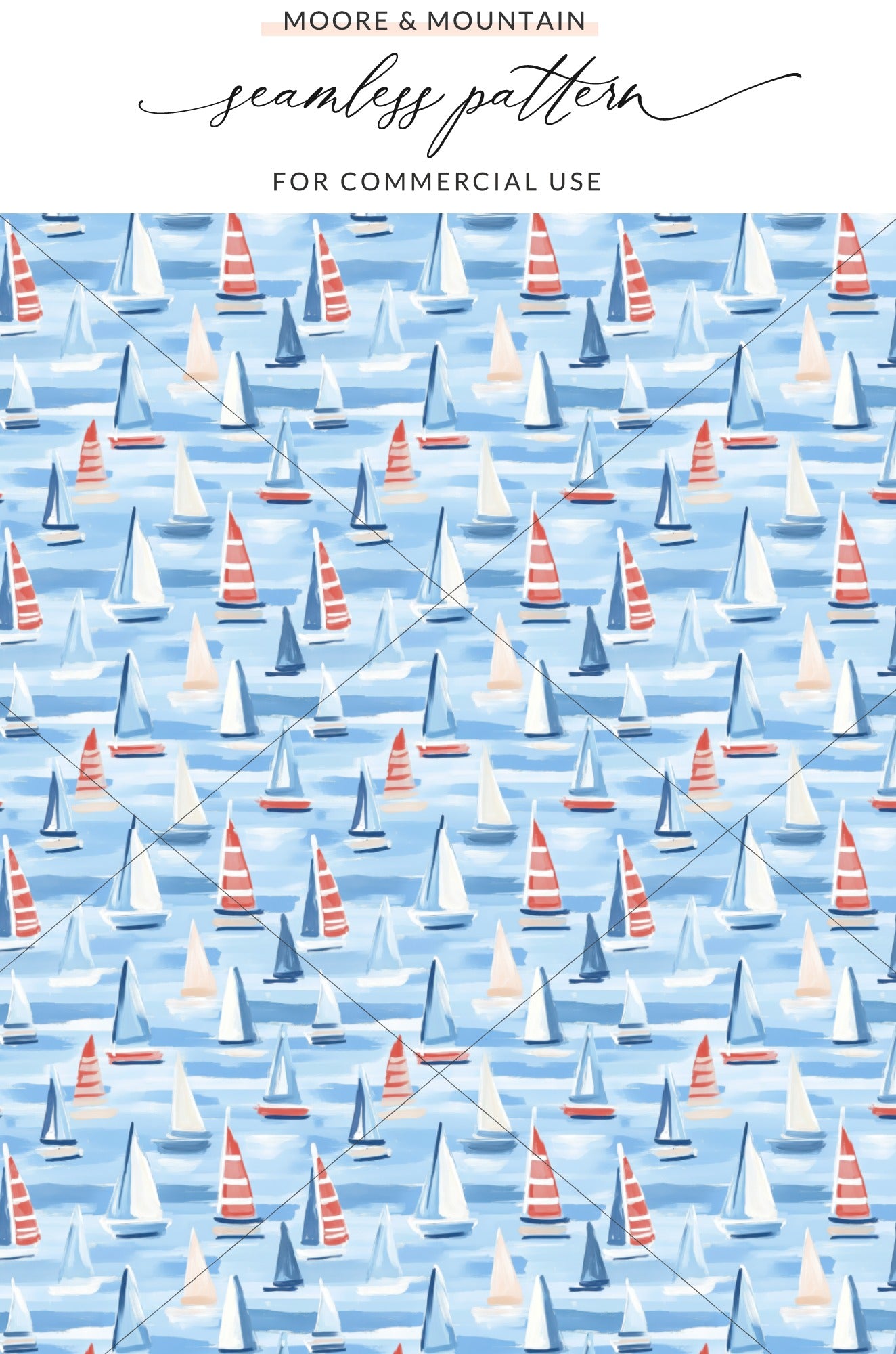 Nautical Sailing Boats Seamless Pattern for Commercial Use