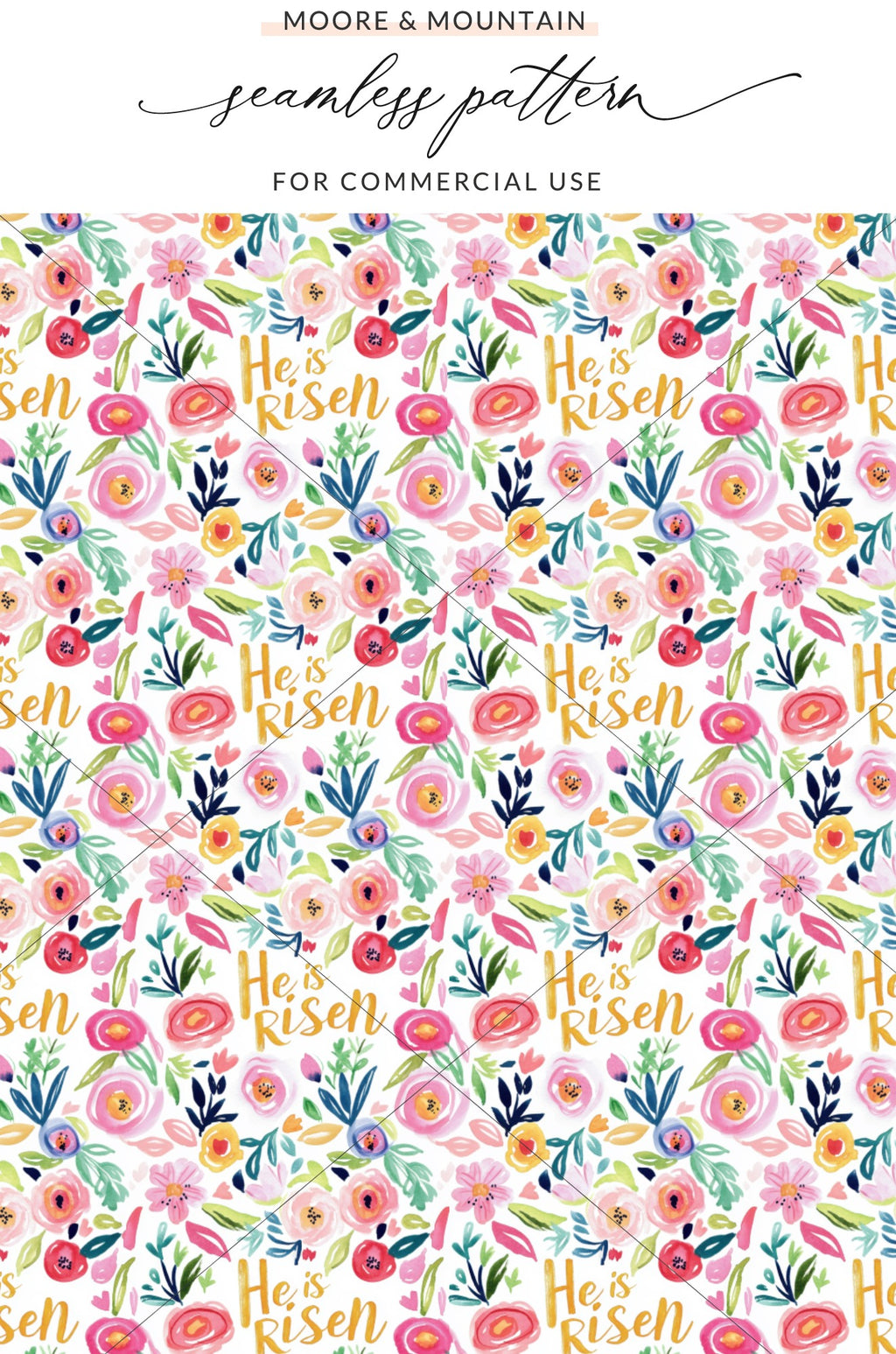 He Is Risen Floral Seamless Pattern Design