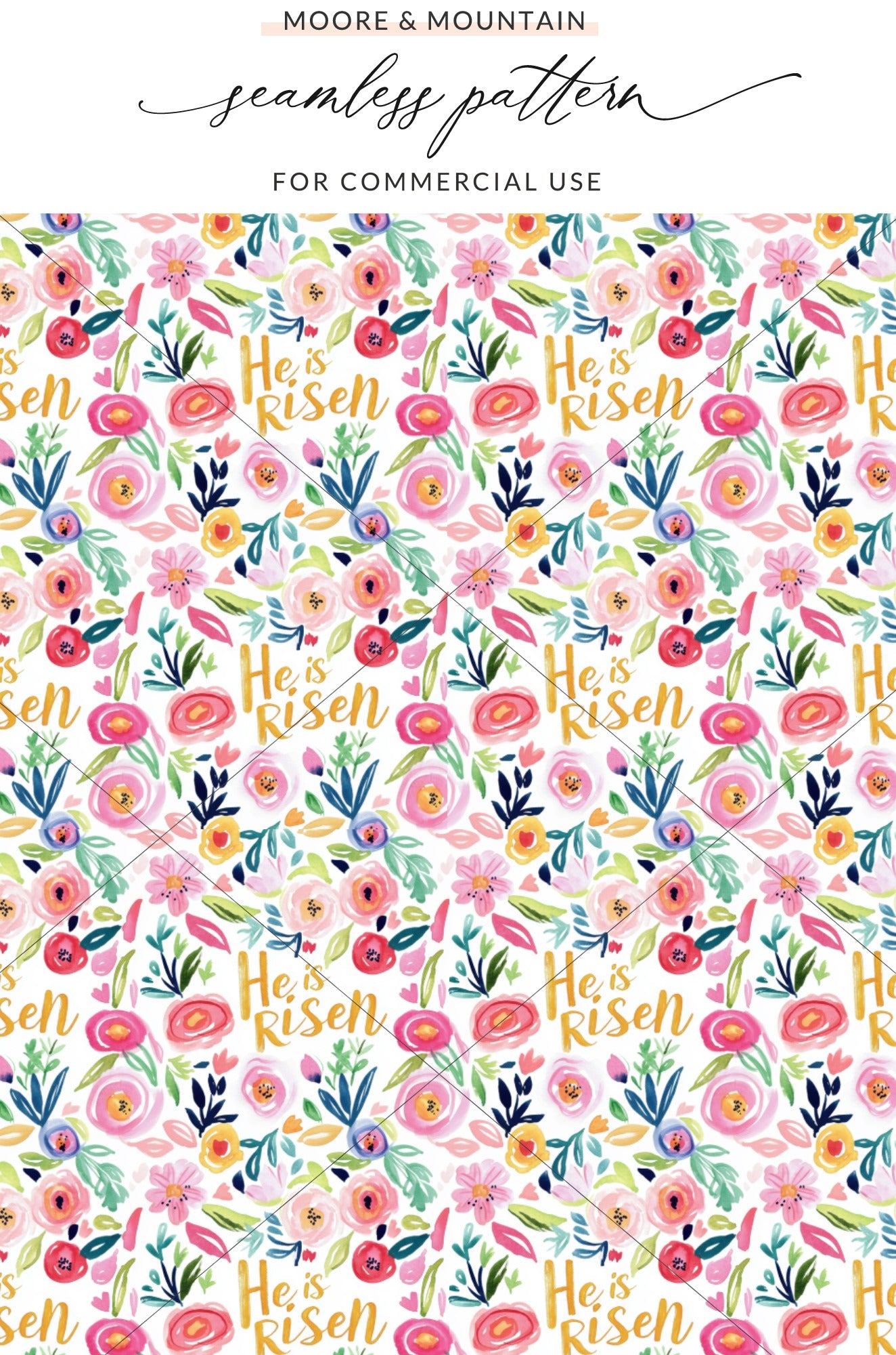 He Is Risen Floral Seamless Pattern Design