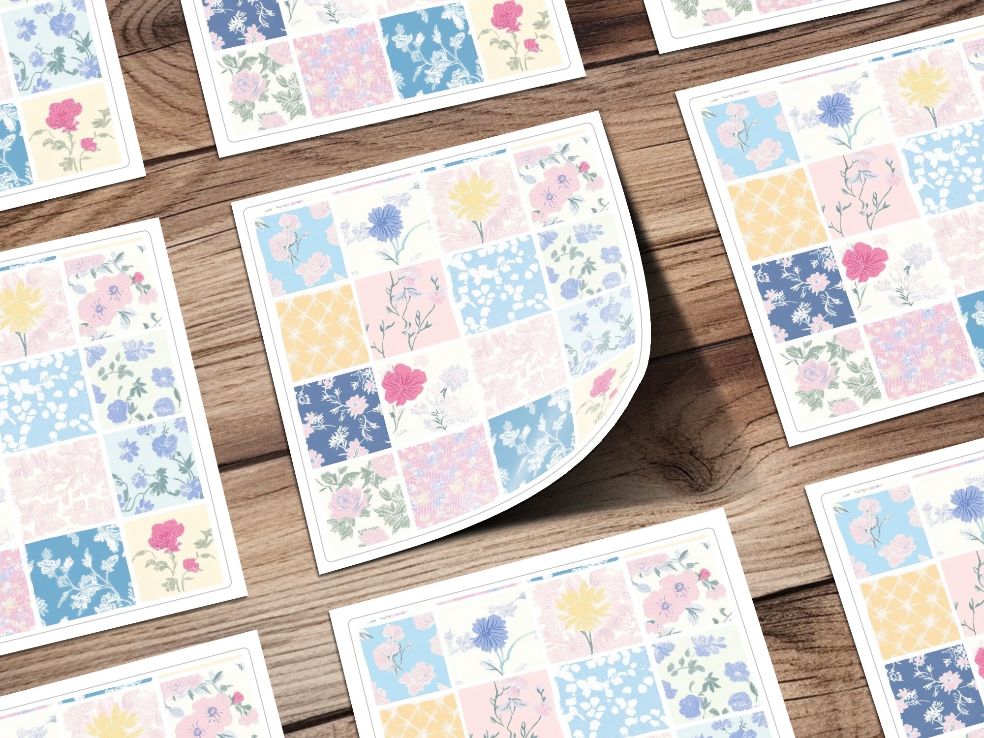 Vintage Floral Patterned Decorative Sticker Sheets Set