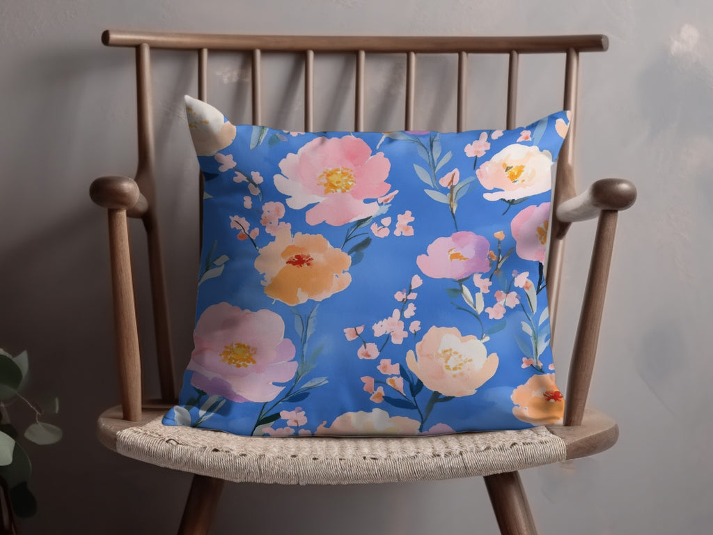 Colorful Floral Print Decorative Throw Pillow