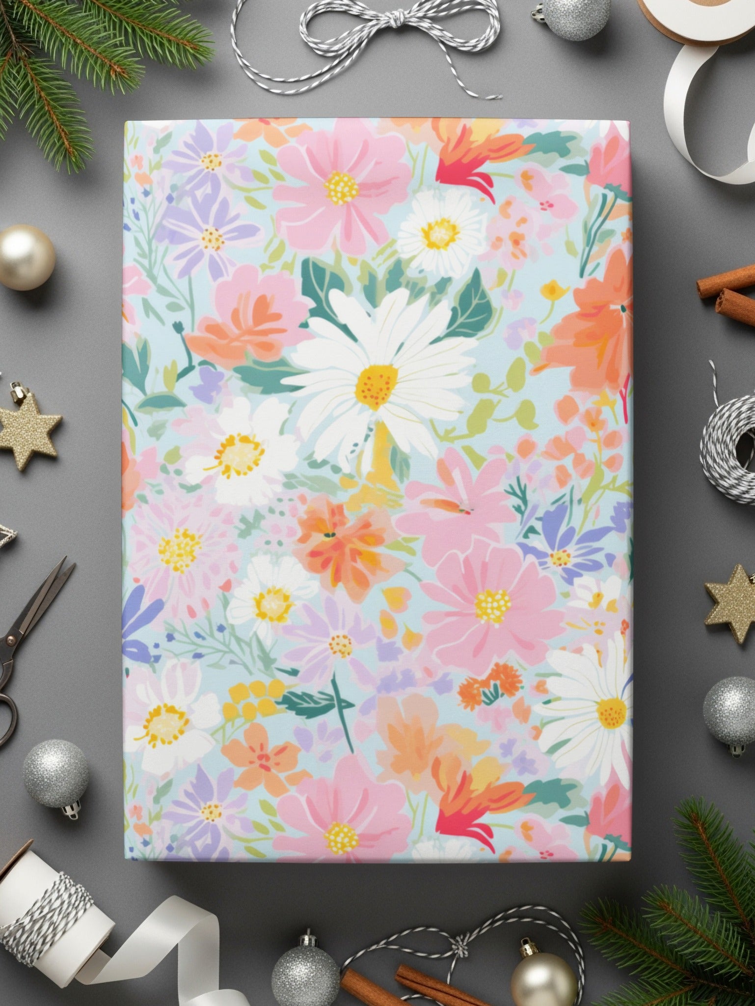 Colorful Floral Pattern Gift Wrapping Paper