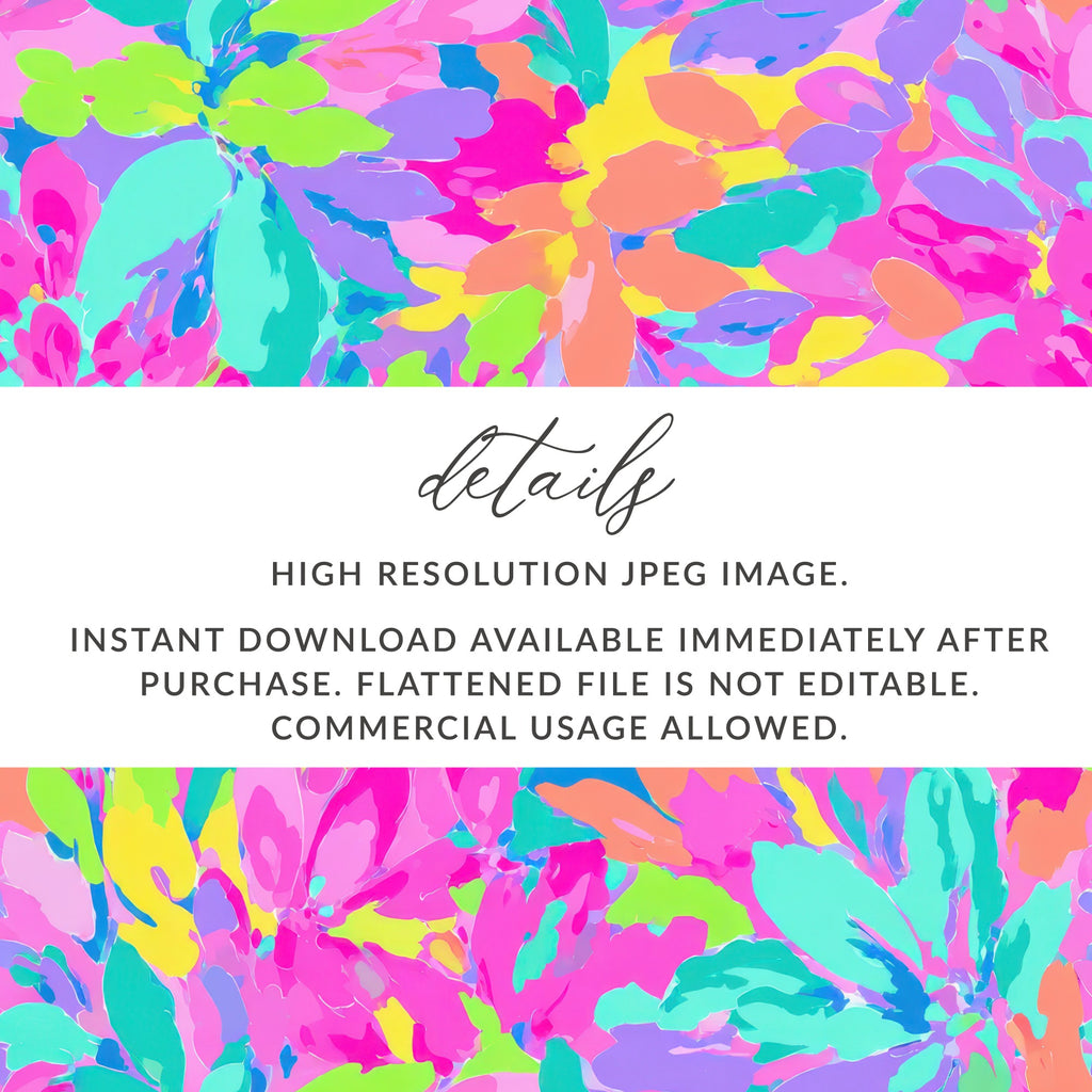 Bright floral pattern with "details" and download information.