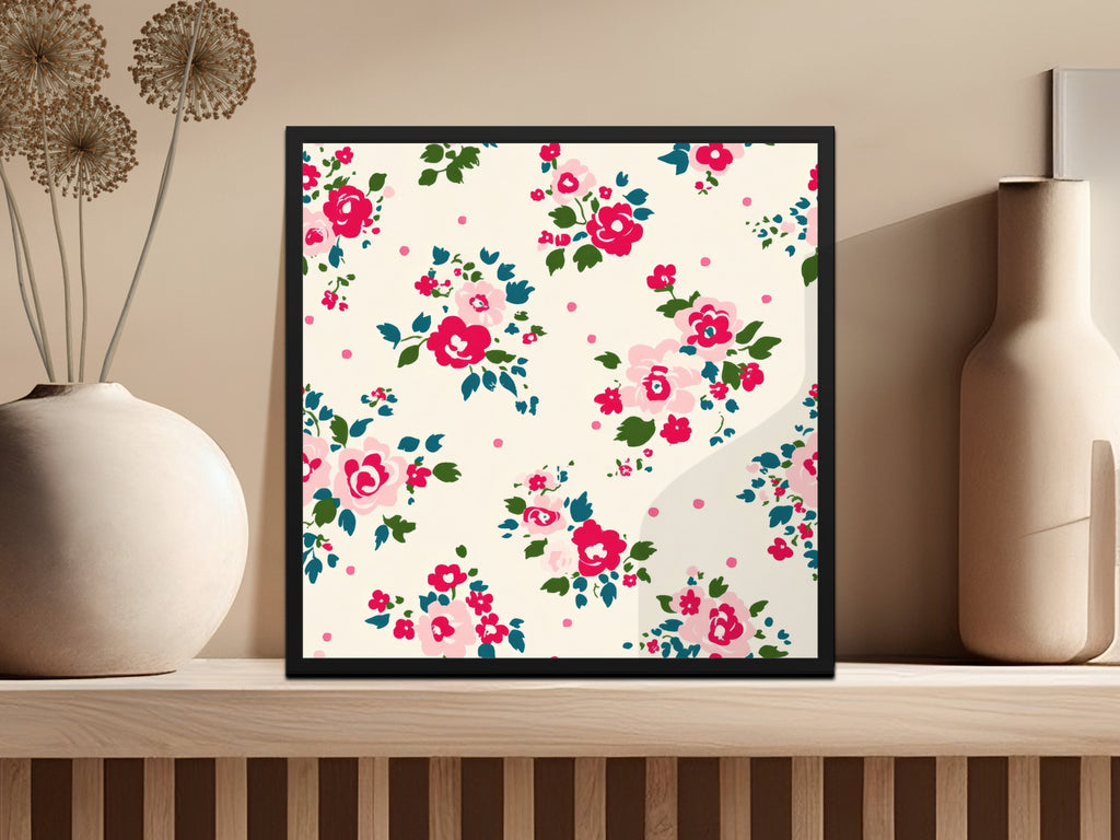 Vibrant Floral Pattern Framed Art Print for Home Decor