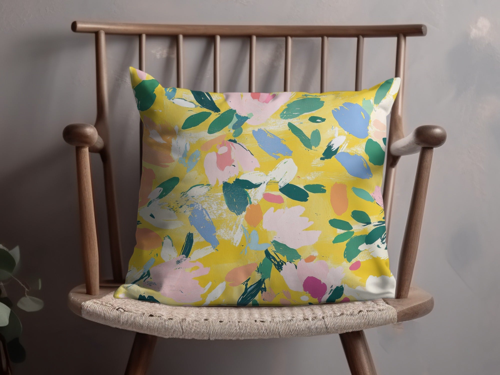 Yellow Abstract Floral Seamless Pattern, Acrylic Painting Digital Paper, Modern Gouache Painted Fabric Design, Fine Art Floral Texture