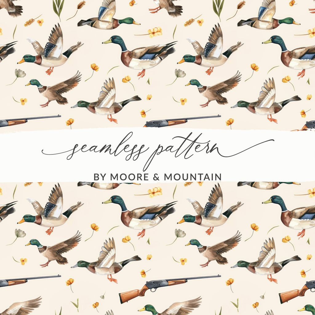 Seamless Ducks and Hunting Themed Pattern by Moore & Mountain