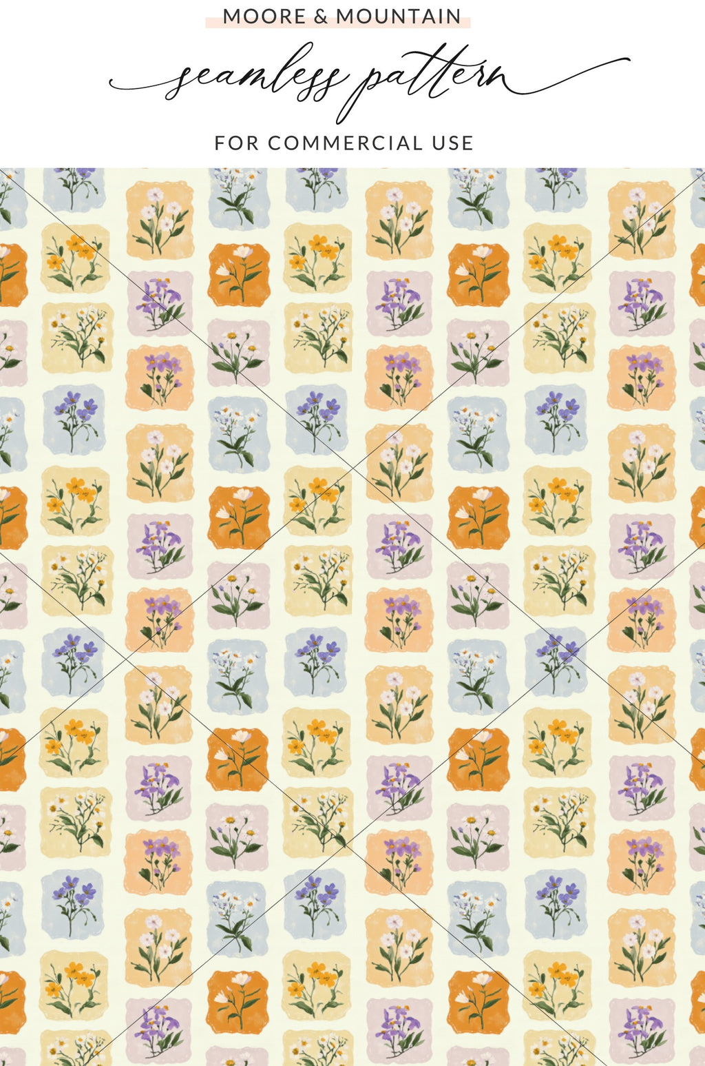 Seamless Pattern with Colorful Floral Design