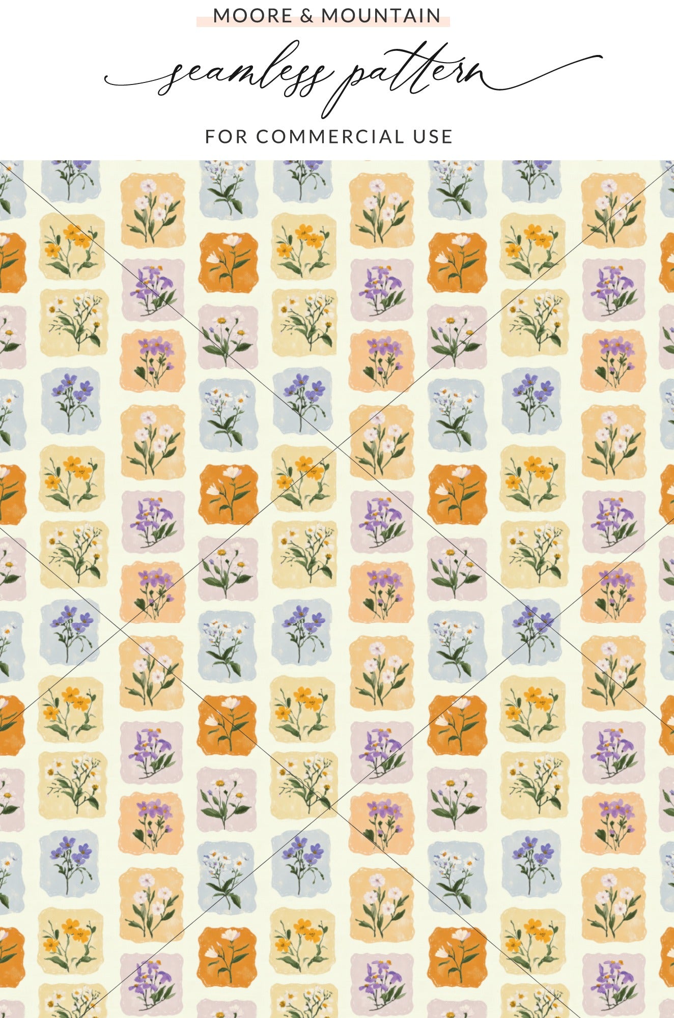Seamless Pattern with Colorful Floral Design
