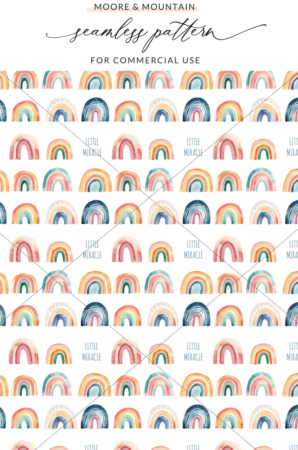 Seamless Pattern With Colorful Rainbows For Commercial Use