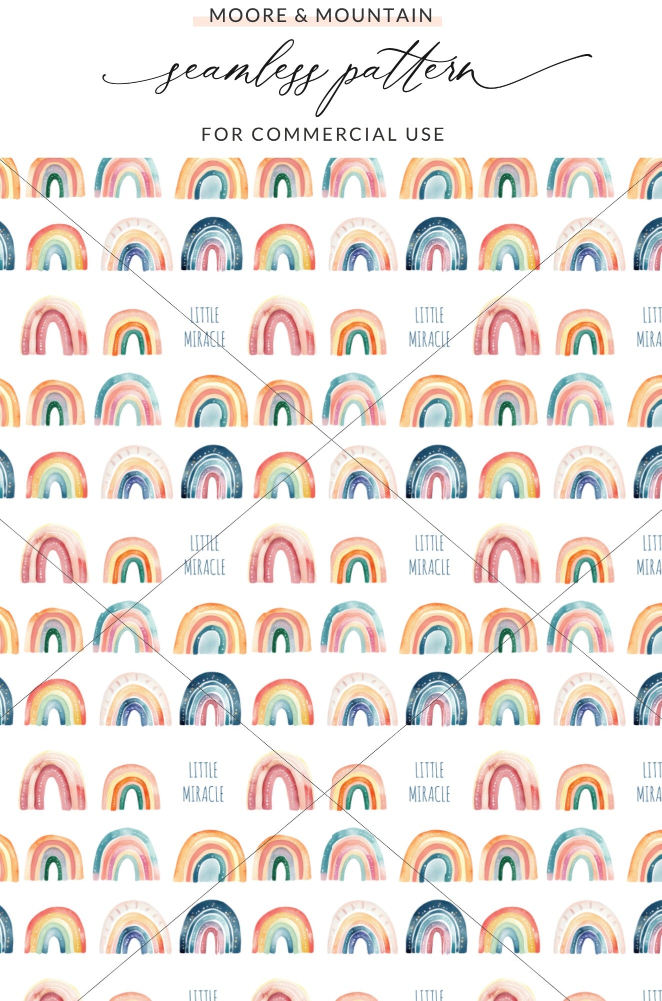 Seamless Pattern With Colorful Rainbows For Commercial Use