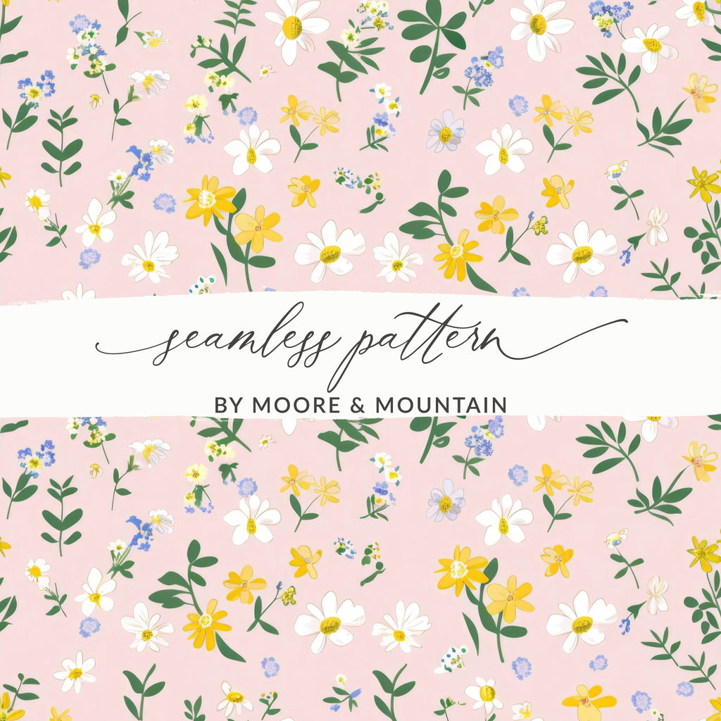 Floral Seamless Pattern with Yellow and White Flowers
