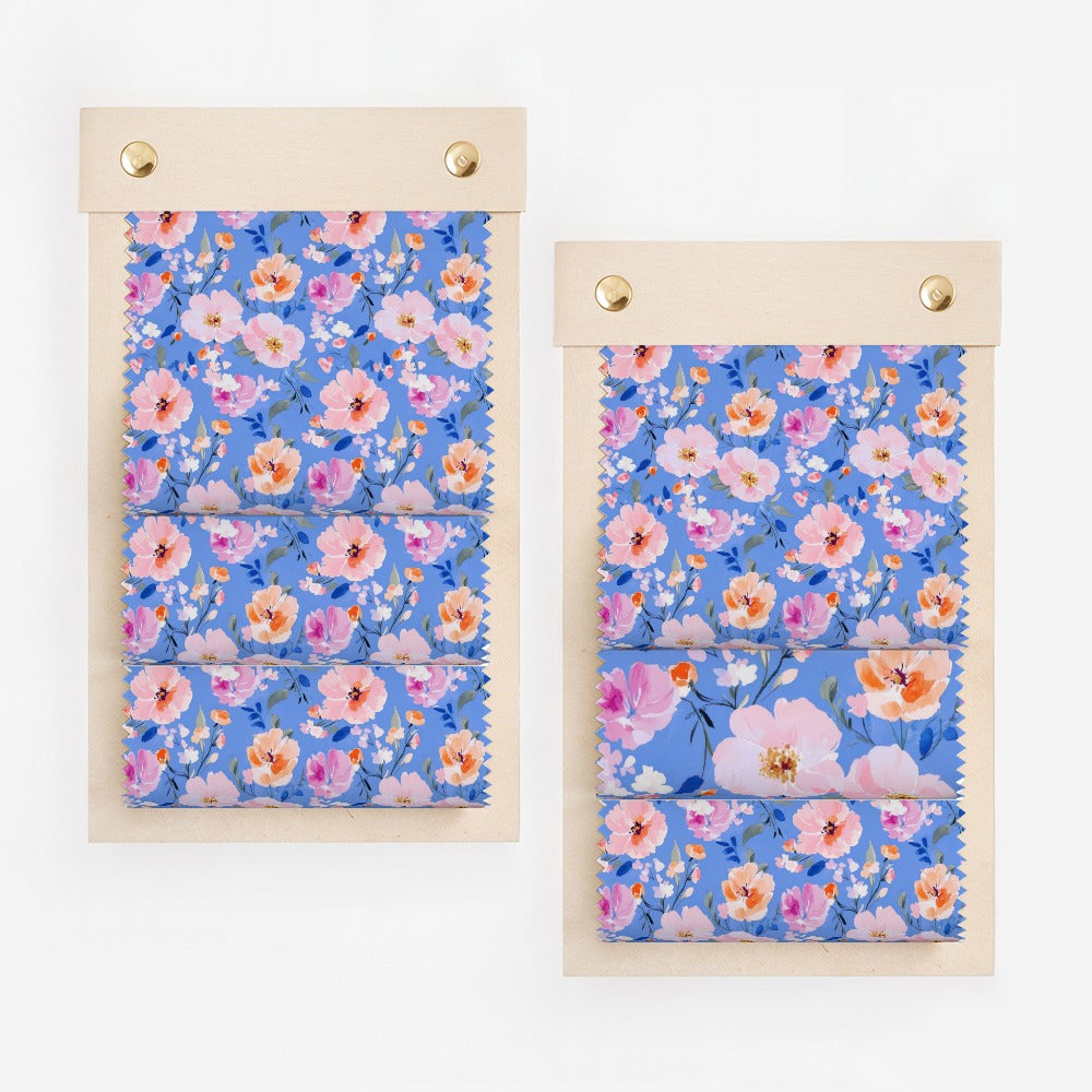 Blue Flower Pattern Roll Up with Pink and Orange