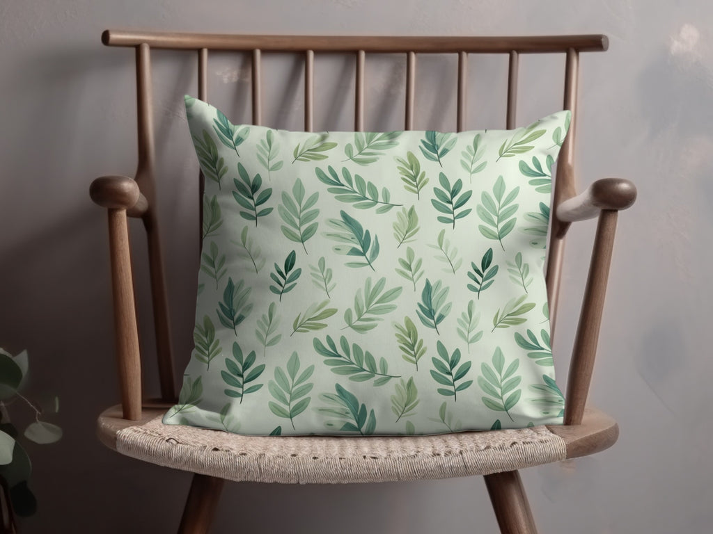 Green Leaf Pattern Decorative Pillow for Home Decor
