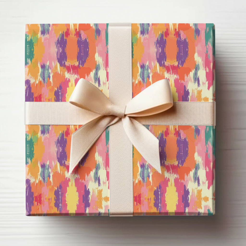 Multicolored Abstract Art Gift Wrap Box with Bow