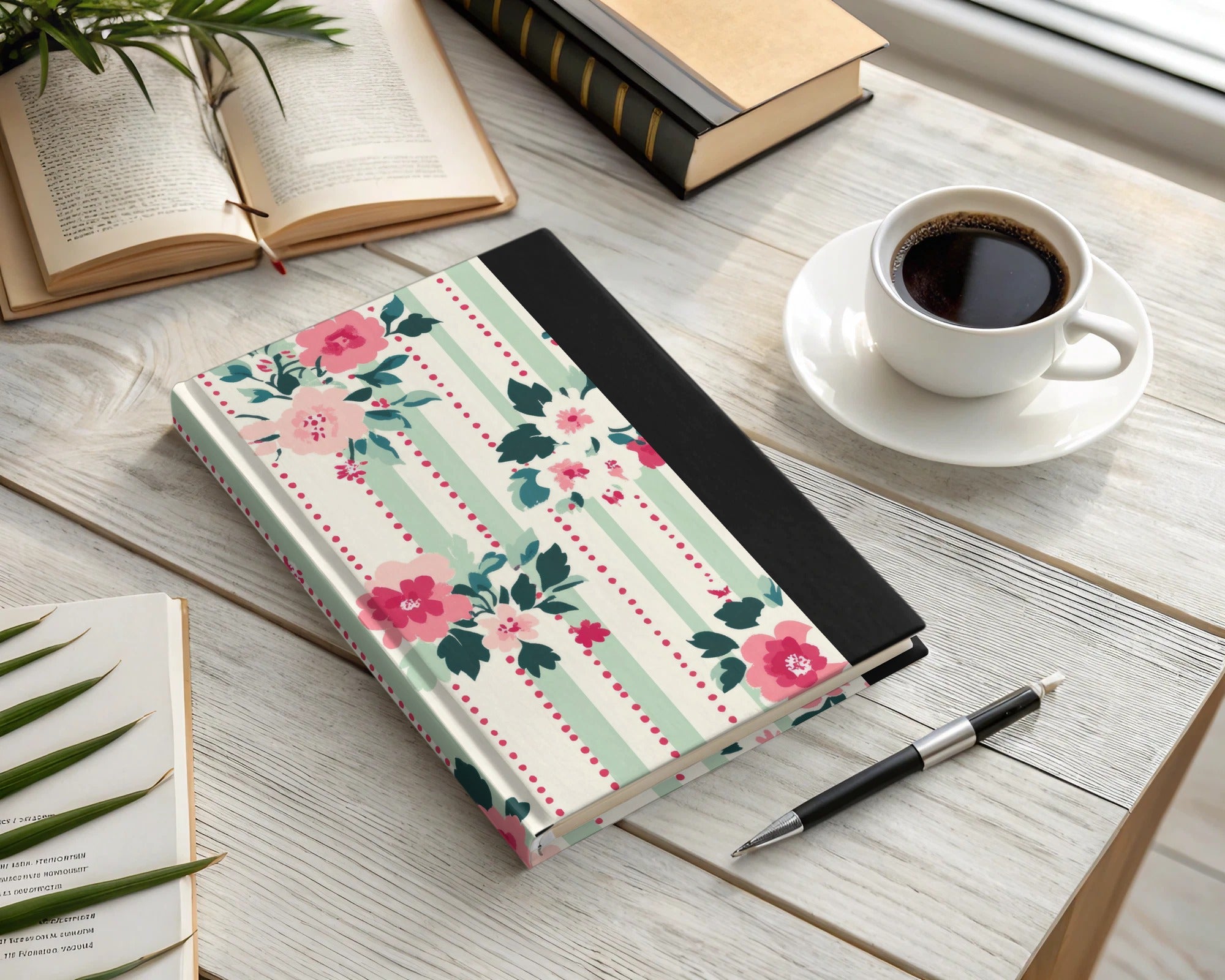 Floral Striped Cover Hardcover Journal for Writing