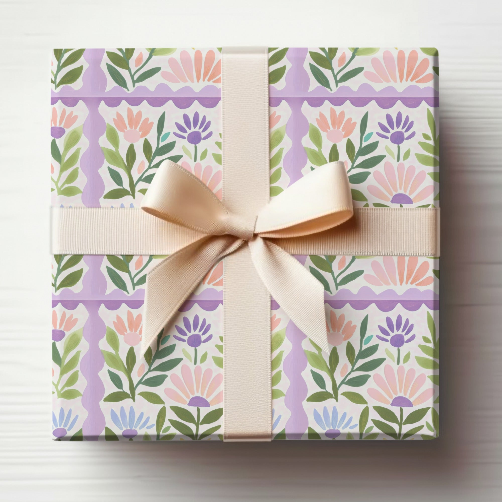 Floral Pattern Gift Box with Ribbon for Special Occasions