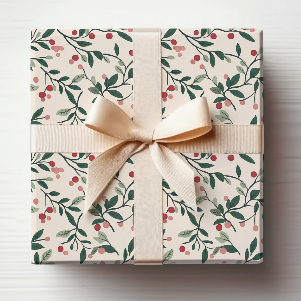 Elegant Floral Gift Box with Cream Ribbon Packaging