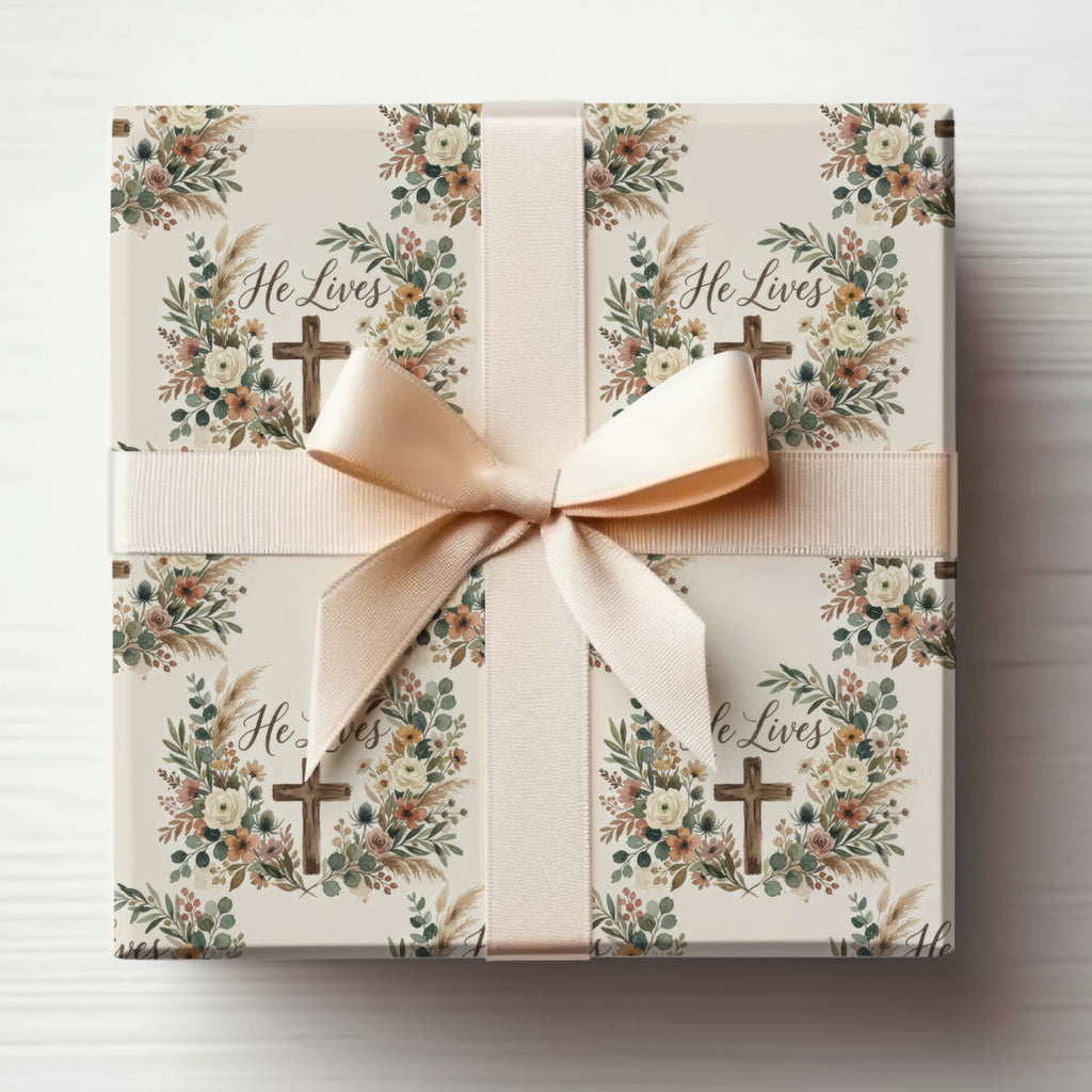 He Lives Floral Cross Wreath Easter Gift Wrap product type