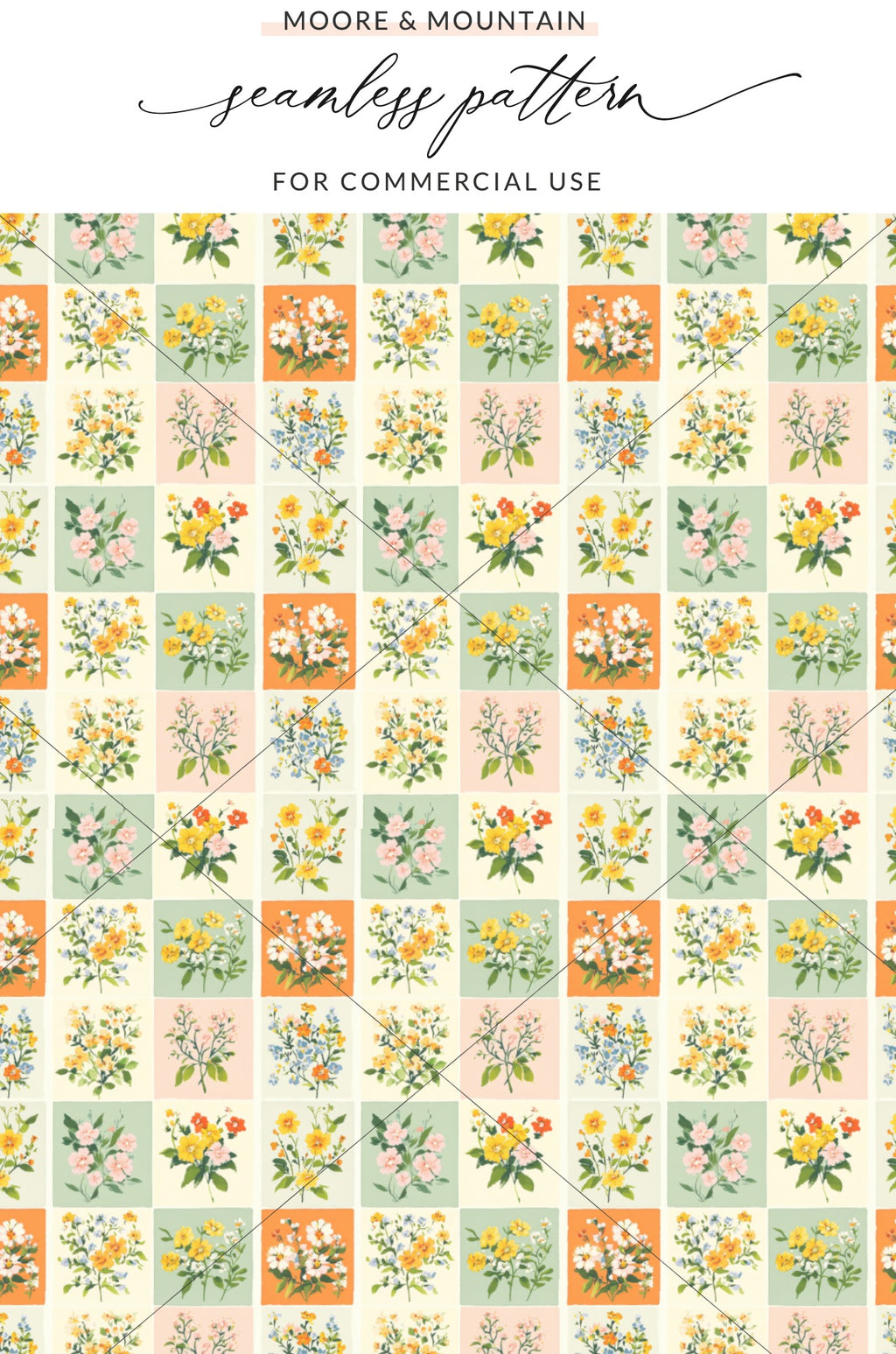 Flower Patchwork Seamless Pattern for Commercial Use