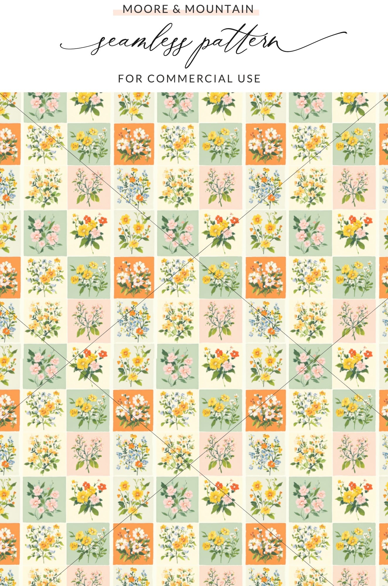 Flower Patchwork Seamless Pattern for Commercial Use