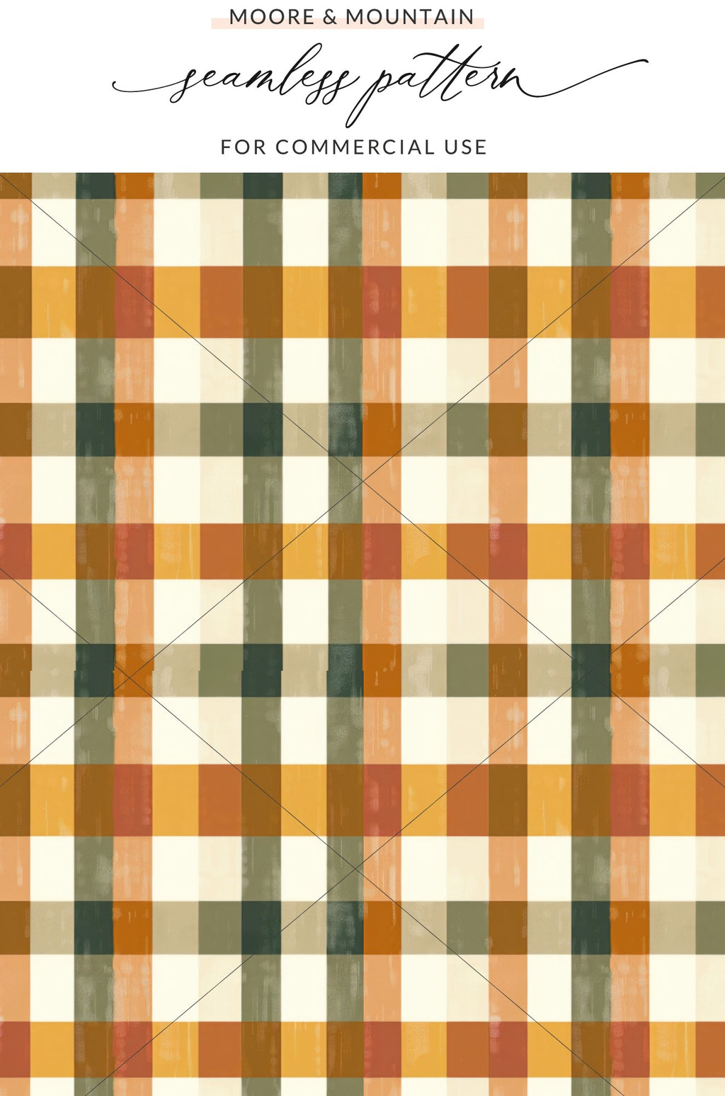 Orange Green Yellow Seamless Plaid Pattern for Commercial Use