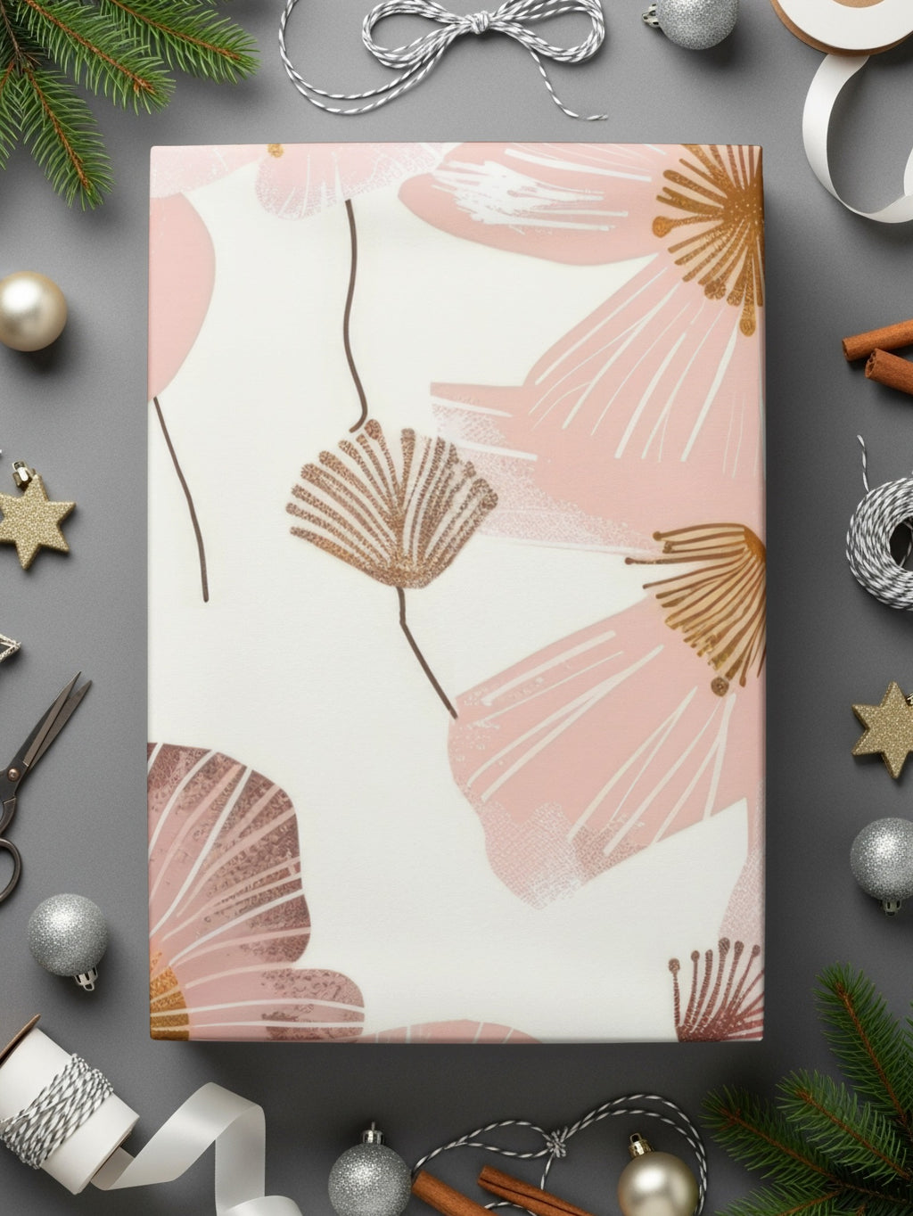 Elegant Pink and White Floral Gift Wrapping Paper