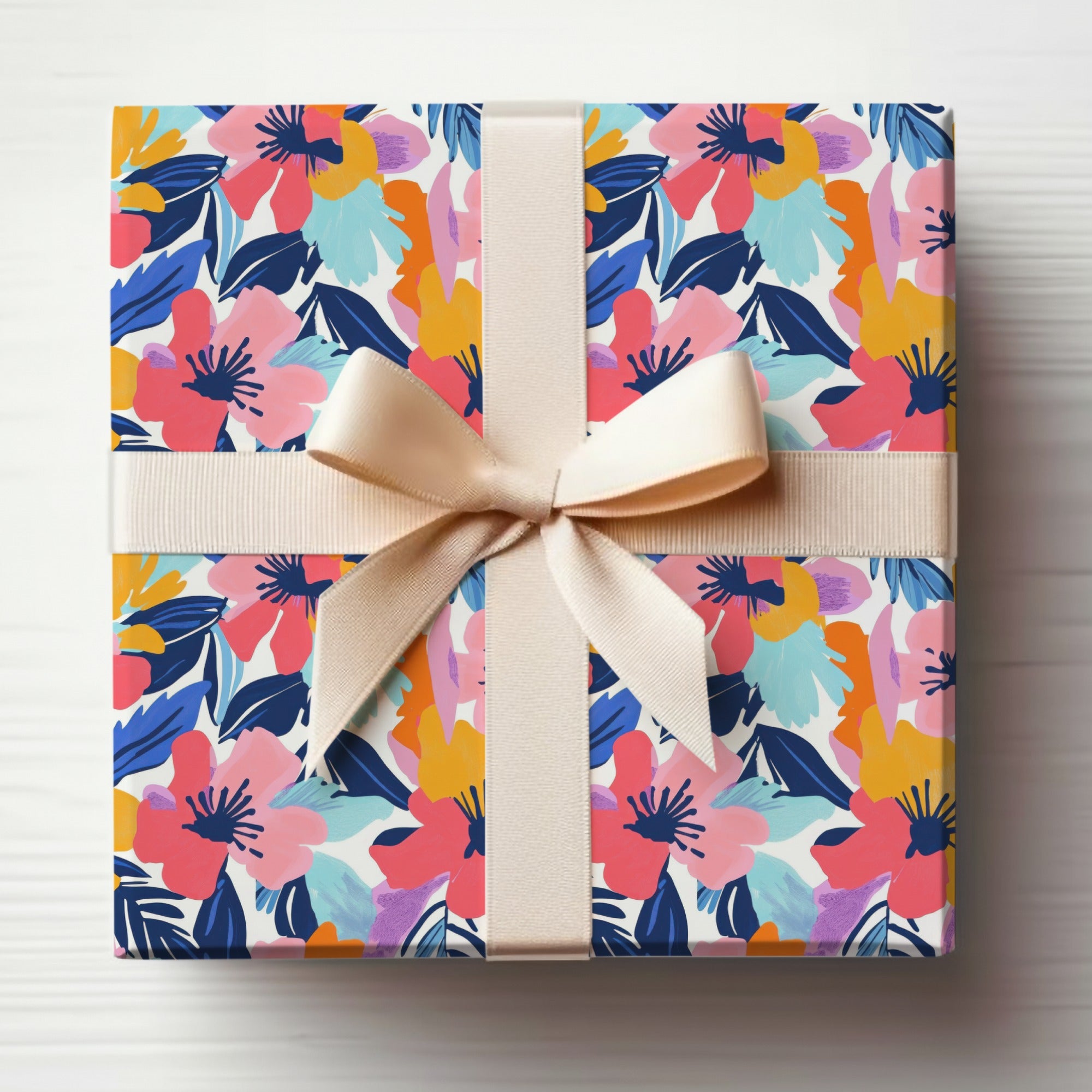 Vibrant Abstract Floral Pattern Digital Download, Colorful Summer Blooms Repeat Design, Modern Hand-Painted Flowers Seamless File