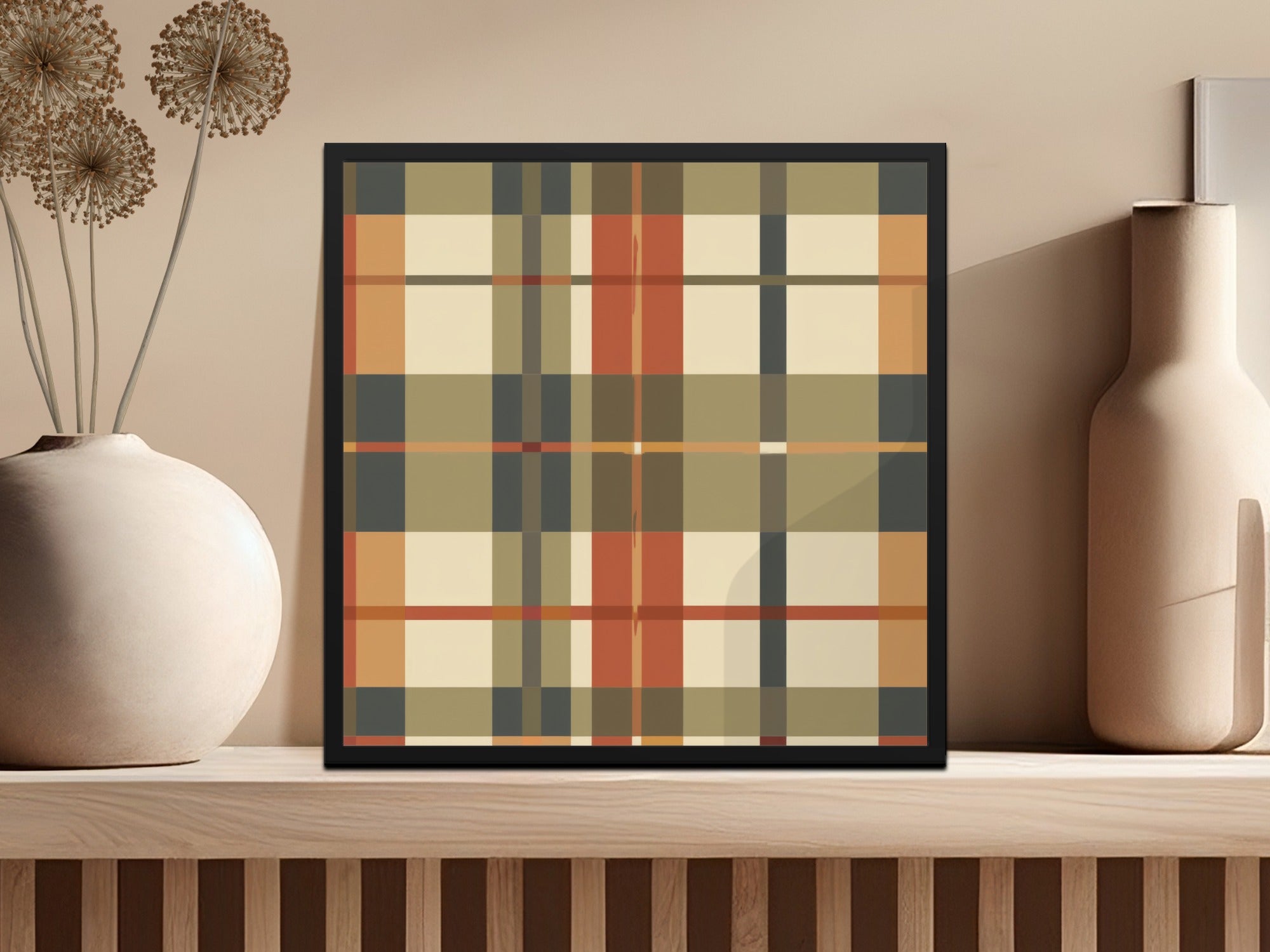 Modern Geometric Pattern Framed Wall Art Decor